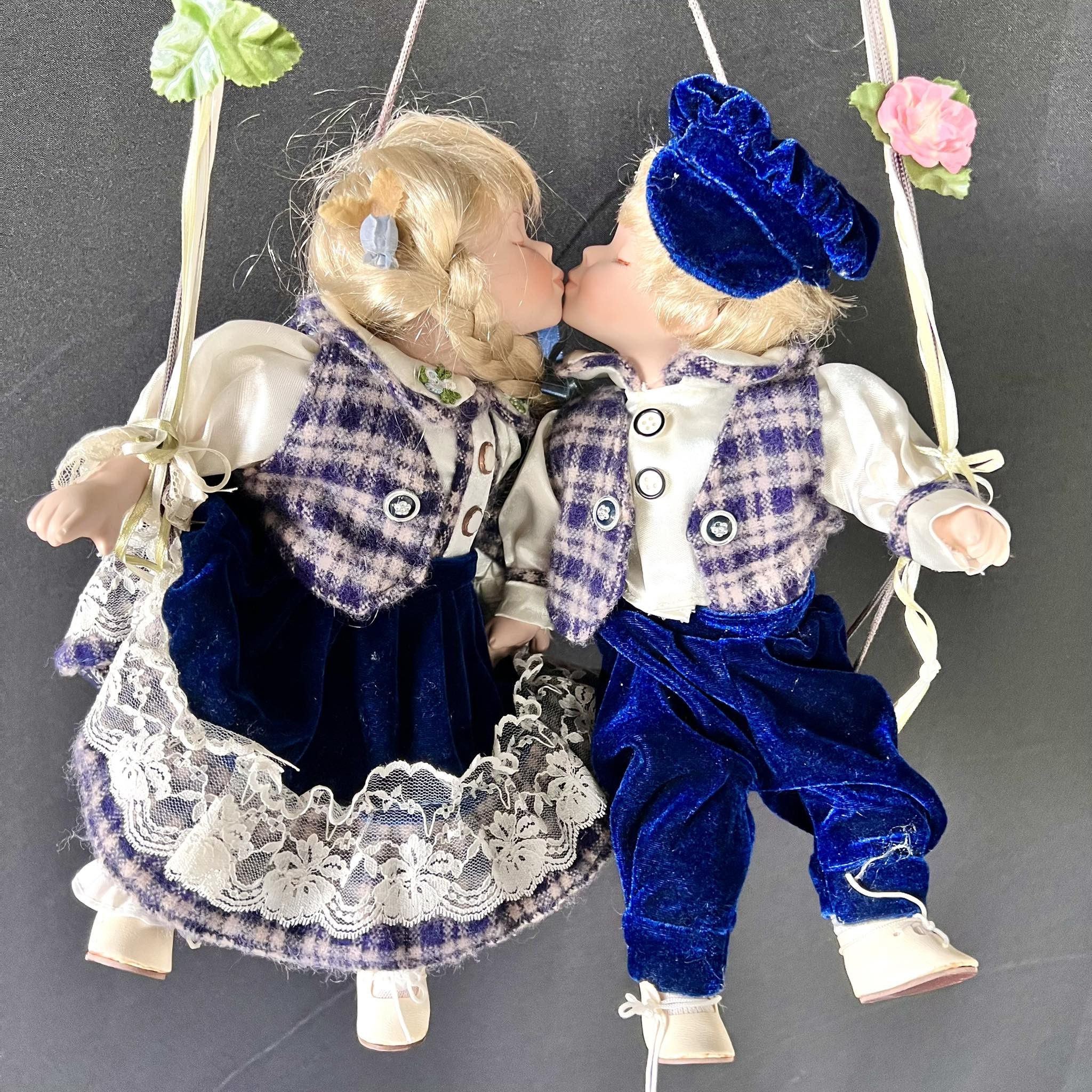 Vintage Vintage Porcelain Dolls Boy Girl Sitting on Swing Size ONE SIZE - 1 Thumbnail