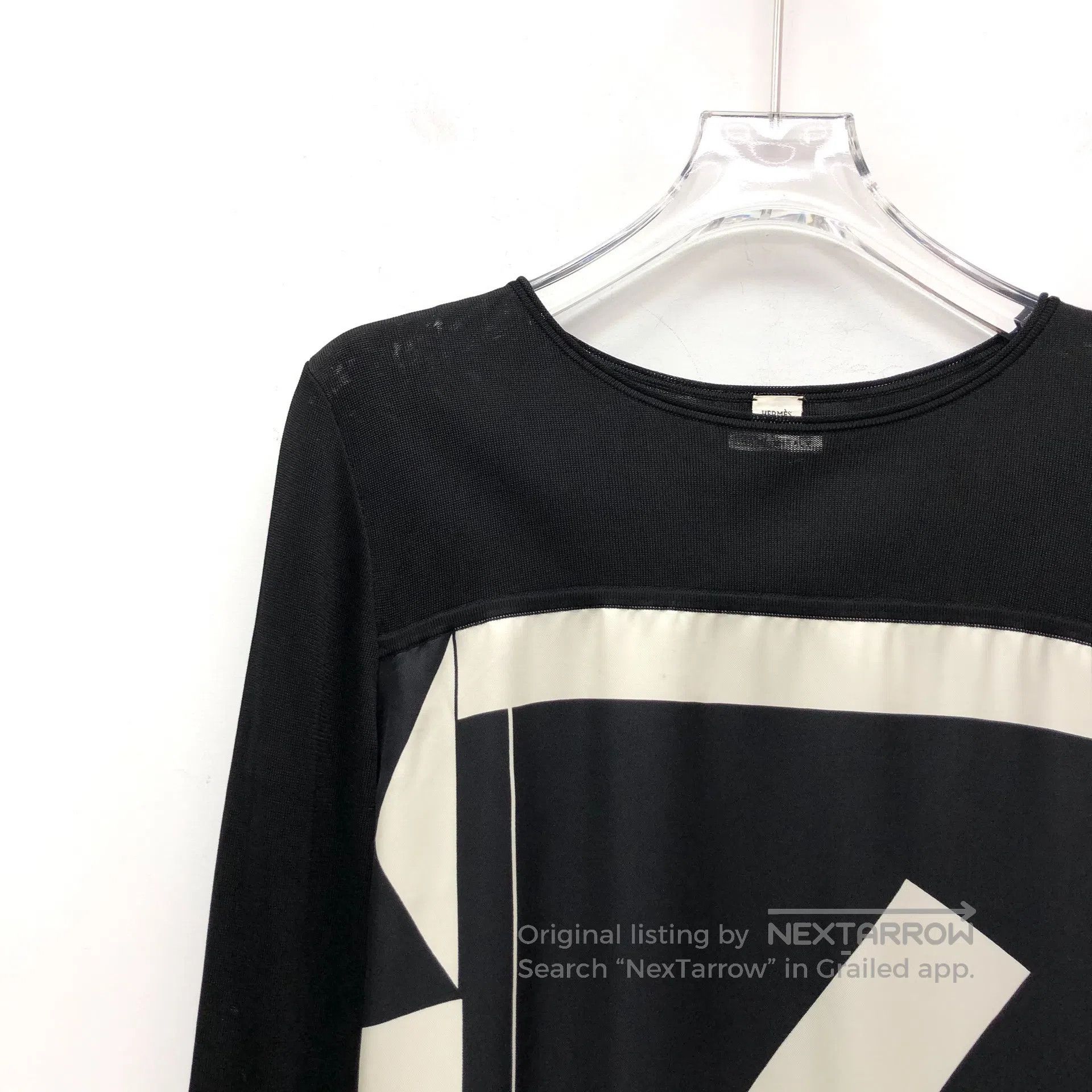 Hermes Hermes Black Geometric Pattern Printed Silk Crew Neck Long Size XXS / US 00 / IT 34 - 3 Thumbnail