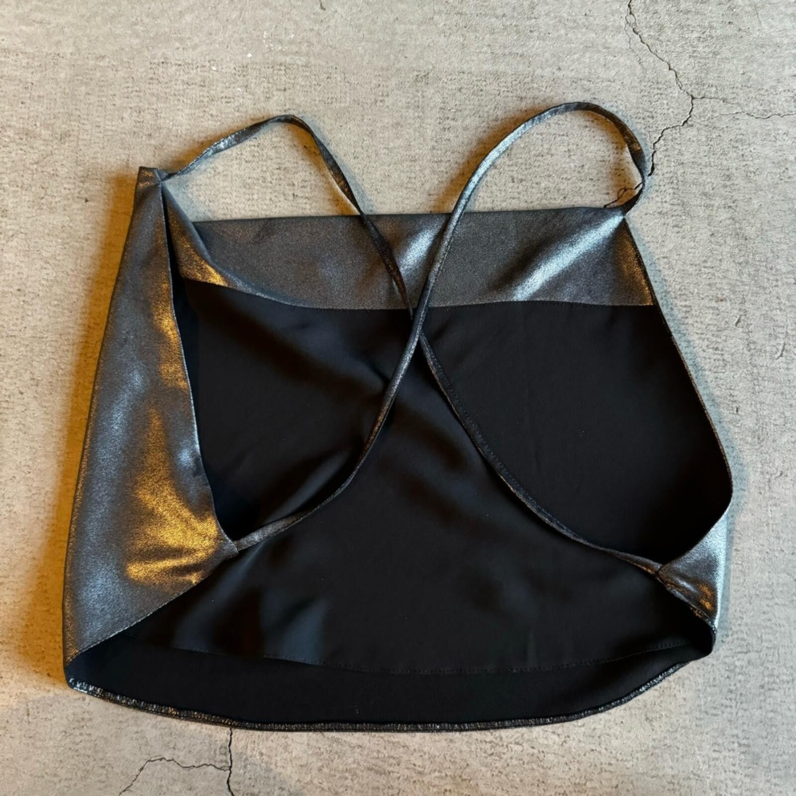 Asos ASOS / Metallic Cowl Neck Halter Top / Black Silver Size XS / US 0-2 / IT 36-38 - 3 Thumbnail