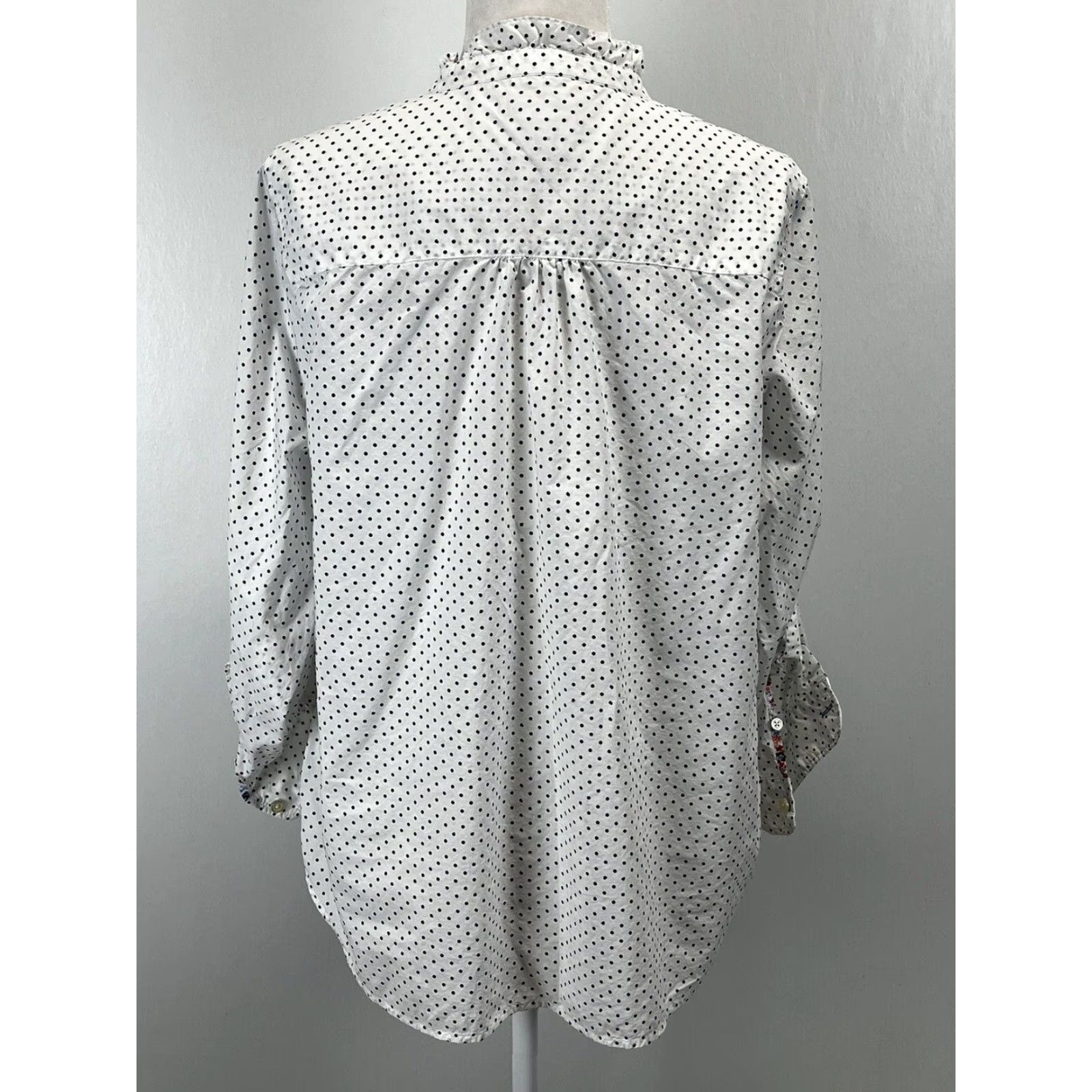 Talbots VINTAGE Talbots Polka Dot Tunic Blouse Shirt 1XP Plus Petite Cotton Women Roll Tab Long Sleeve White & Navy Mens? Women? Wait. Size XL / US 12-14 / IT 48-50 - 3 Thumbnail