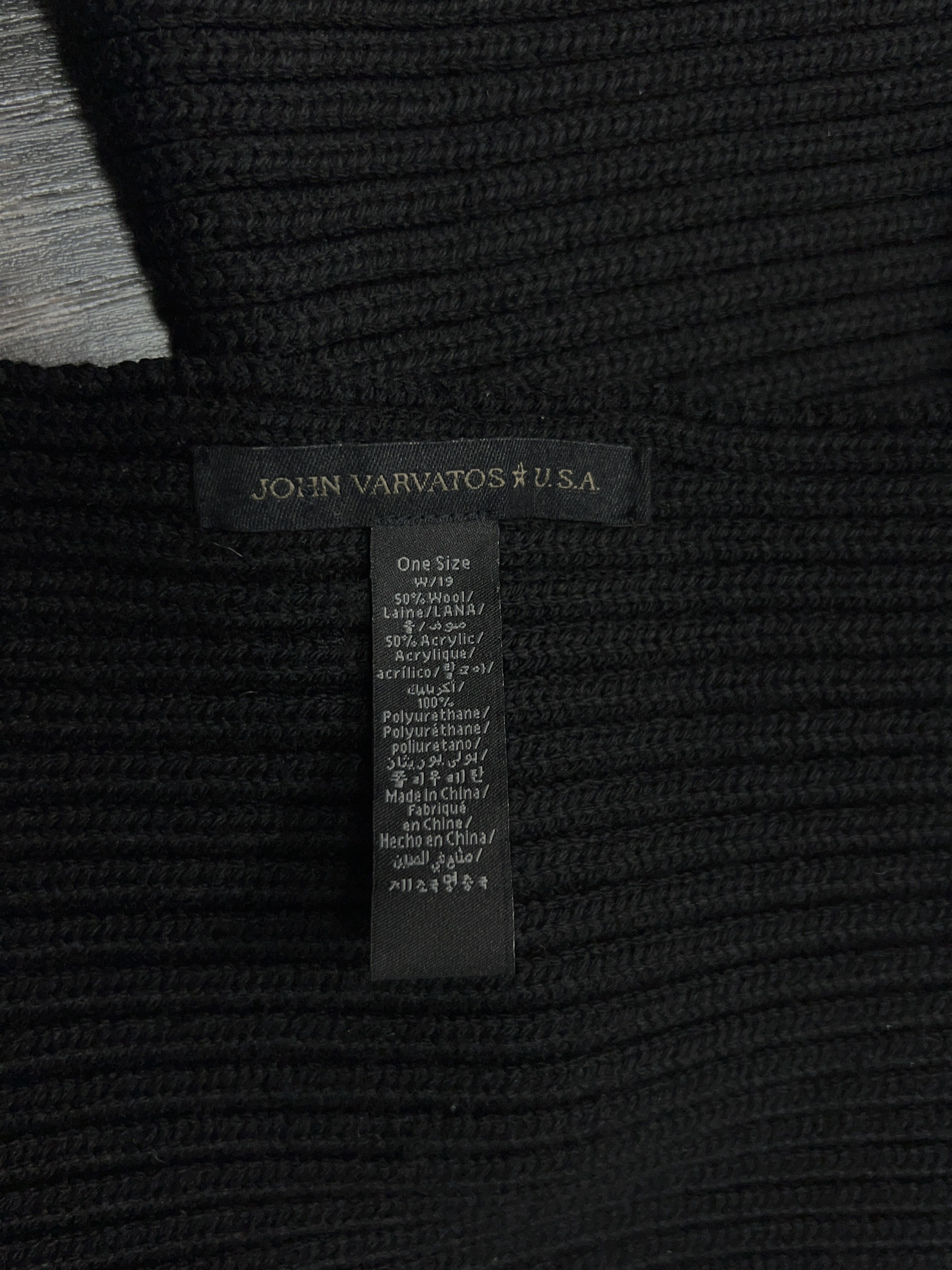 John Varvatos USA Black Cable Knit Scarf Wool Acrylic Size 22.5 x 7.5 inch Size ONE SIZE - 2 Thumbnail