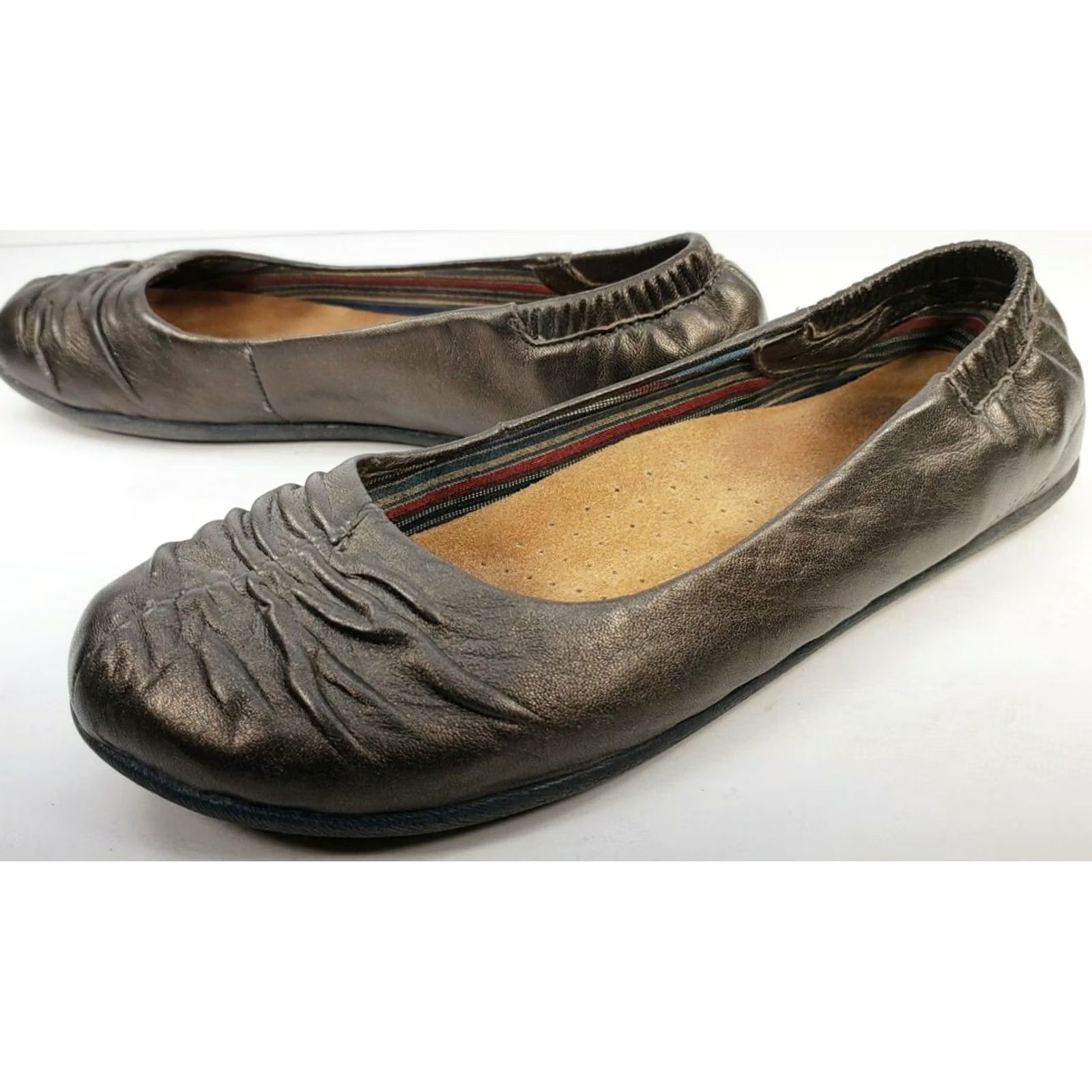 Taos Taos Ballet Flats Women's Size 7M Bronze Gathered Leather Front Superior Insoles Size US 7 / IT 37 - 4 Thumbnail
