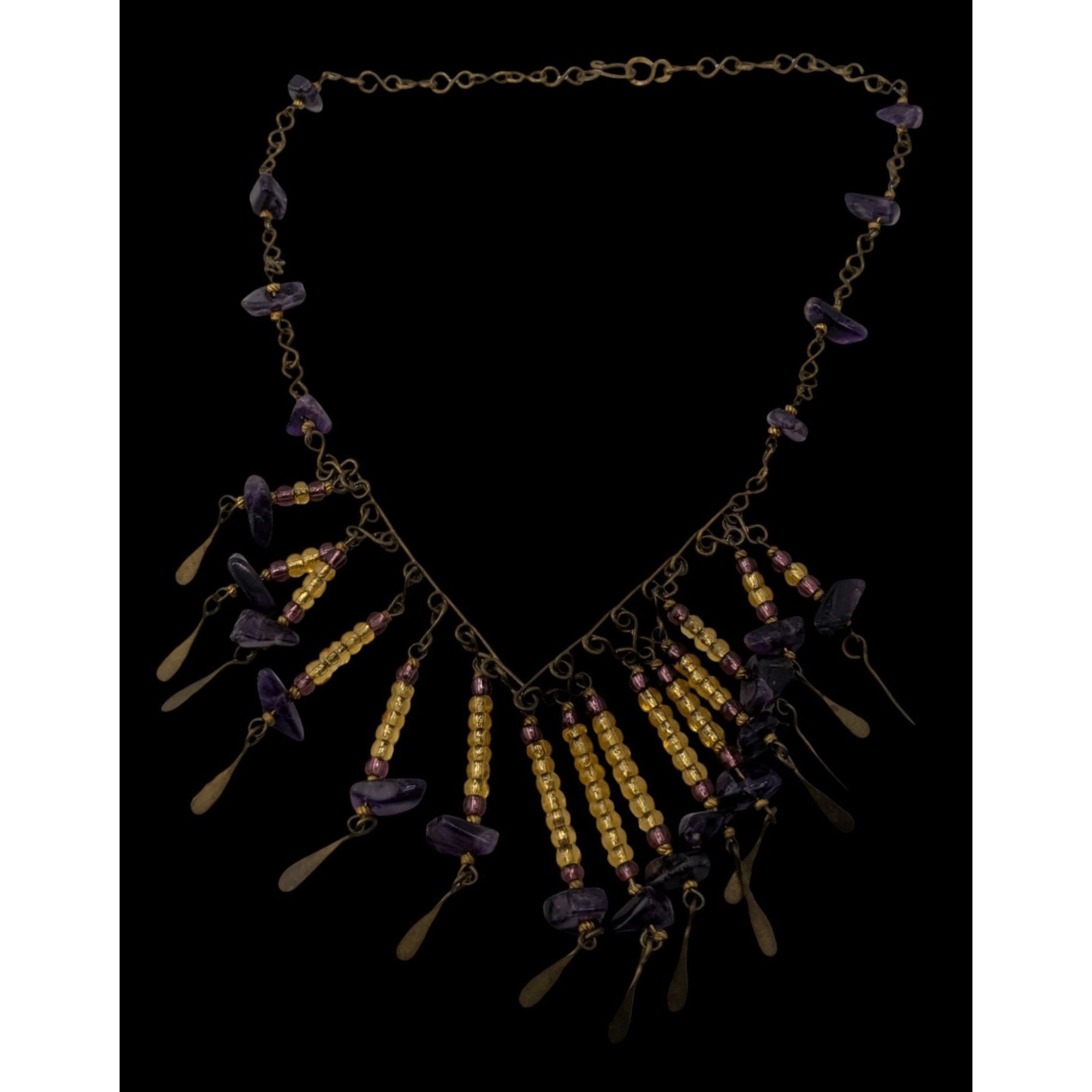 Handmade Vintage Bohemian Handmade Amethyst & Glass Beaded Necklace W Size ONE SIZE - 5 Thumbnail