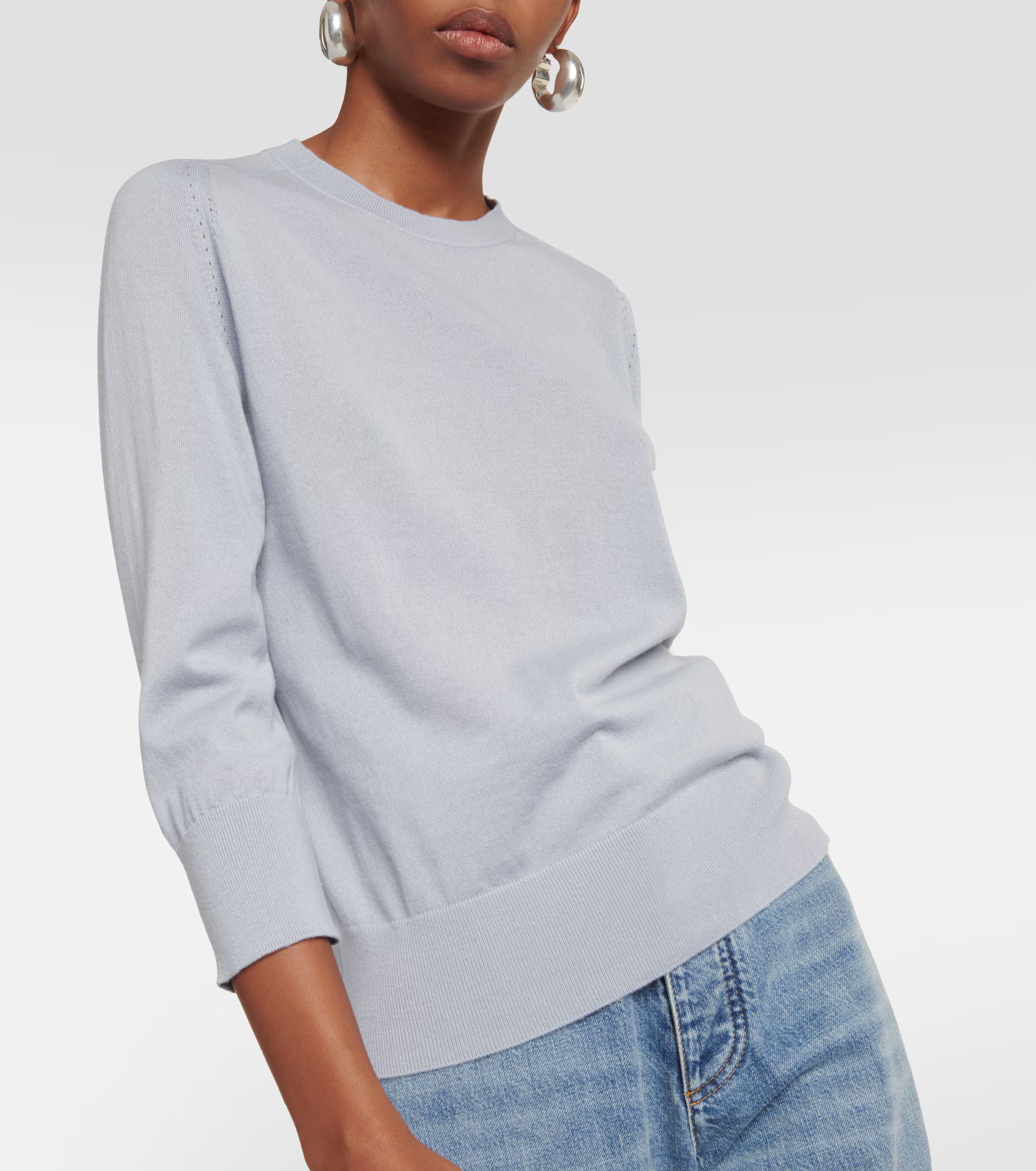 Loro Piana o1w1db10724 Piuma Crew Neck Sweater in Grey Size XL / US 12-14 / IT 48-50 - 4 Thumbnail