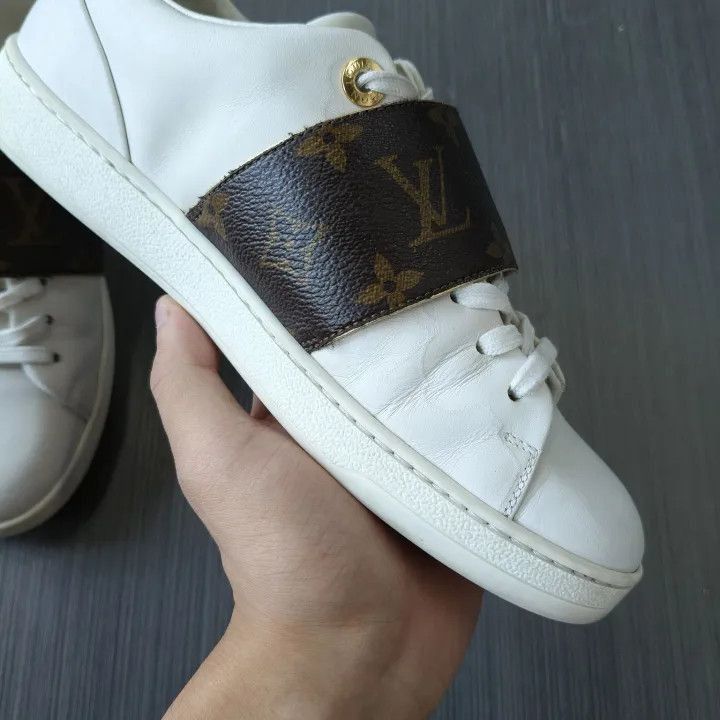Louis Vuitton Louis Vuitton White and Brown Frontrow Sneakers -2508 Size US 6 / IT 36 - 3 Thumbnail