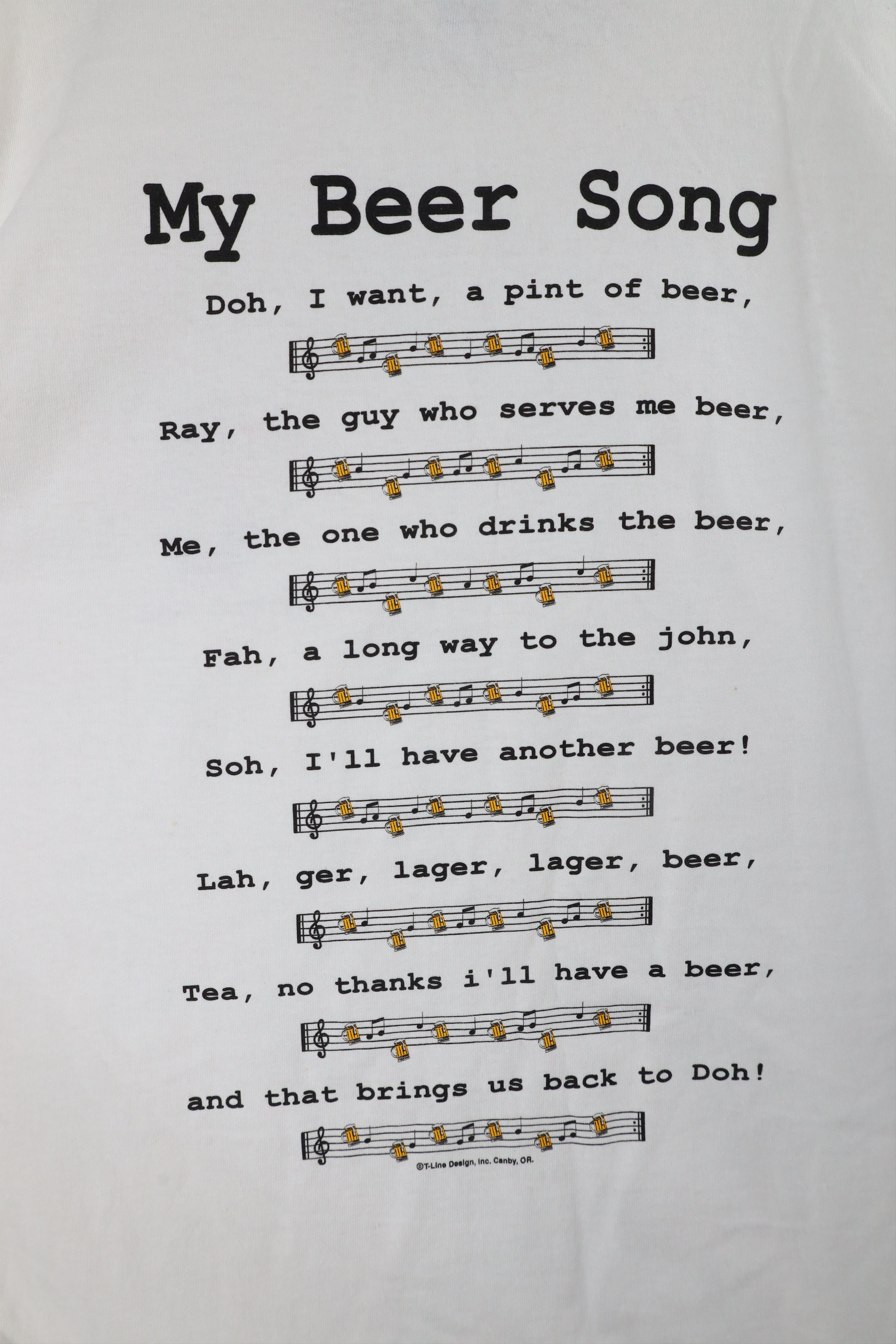 Vintage Vintage 90s Streetwear Out Funny My Beer Song T-Shirt White Size US XXL / EU 58 / 5 - 10 Thumbnail