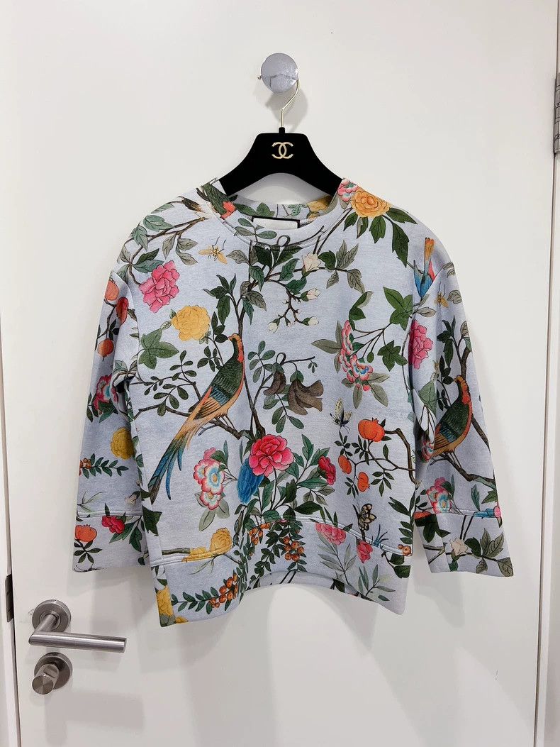 Gucci Gucci Flower and bird print sweatshirt top pullover 2504-Ne Size XXS / US 00 / IT 34 - 1 Thumbnail