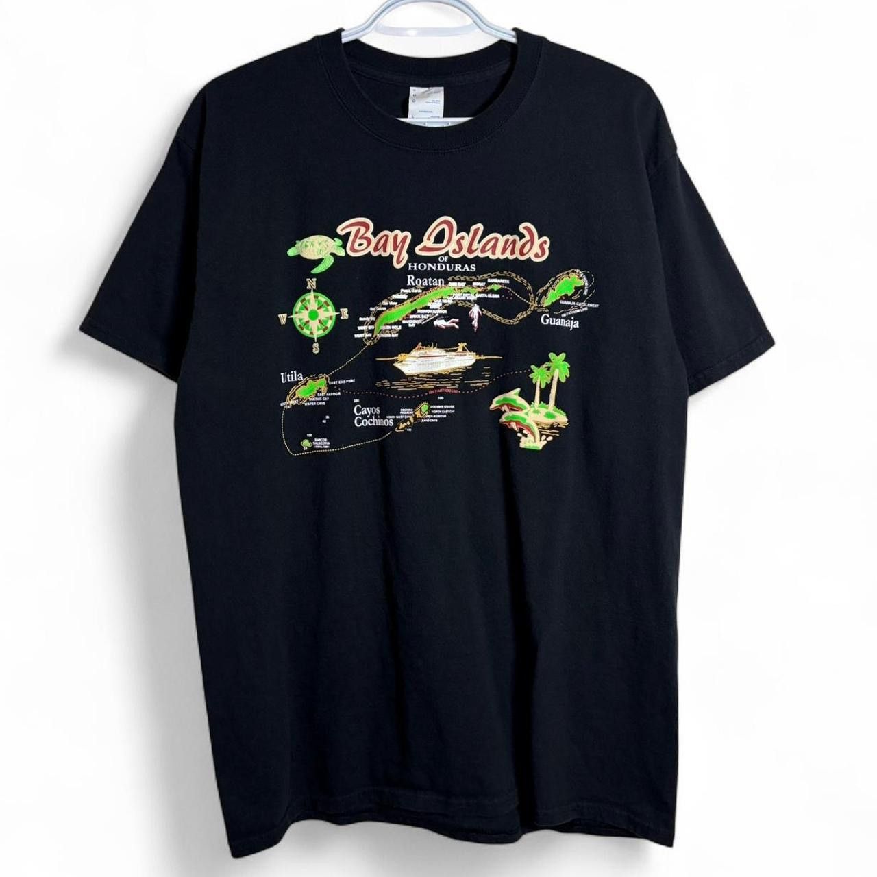 Vintage Vintage Bay Islands Of Honduras Black Graphic Tee - L Size US L / EU 52-54 / 3 - 1 Thumbnail