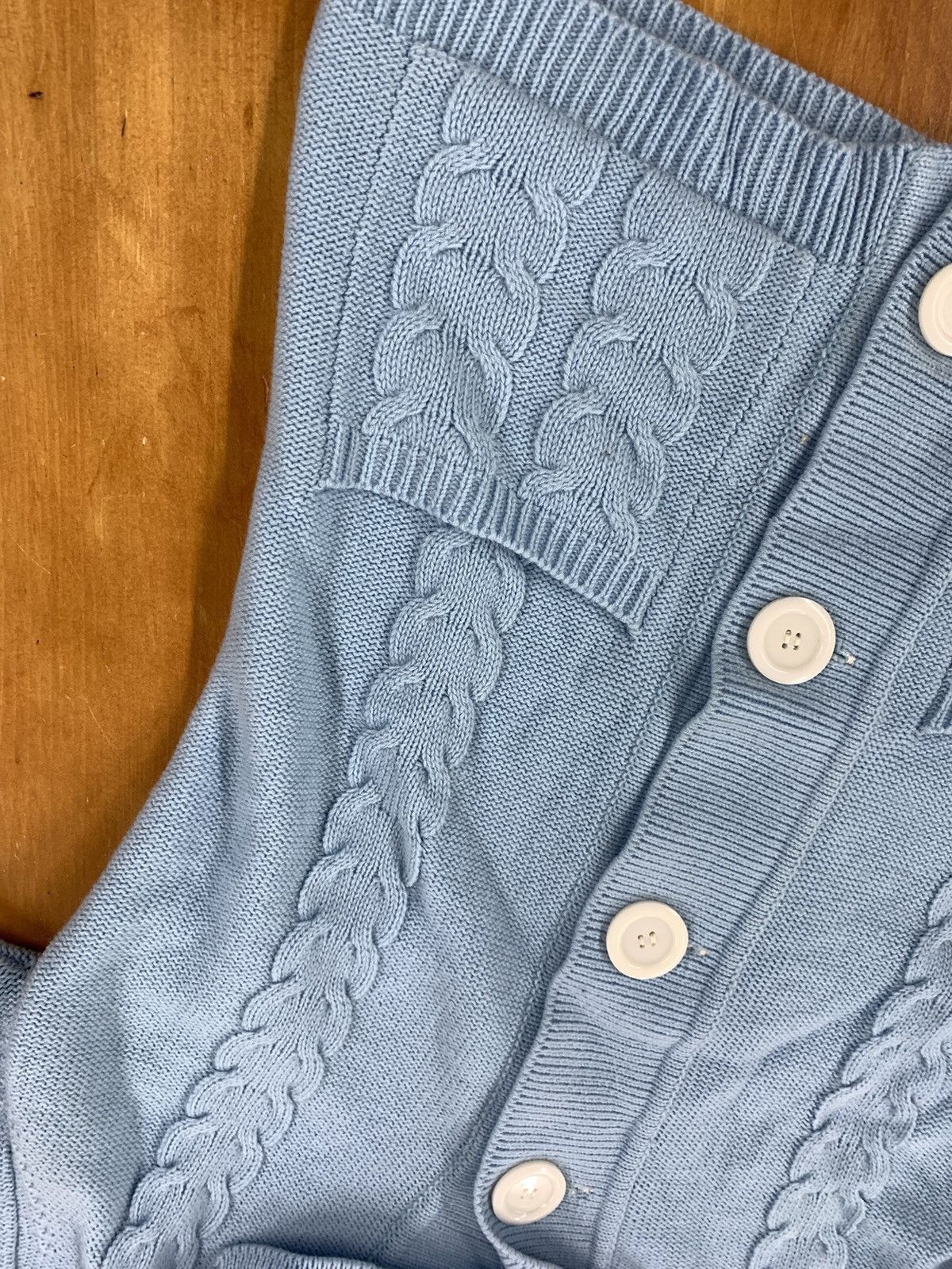 Vintage Vintage 90s Blue Cableknit Cardigan Size US M / EU 48-50 / 2 - 1 Thumbnail