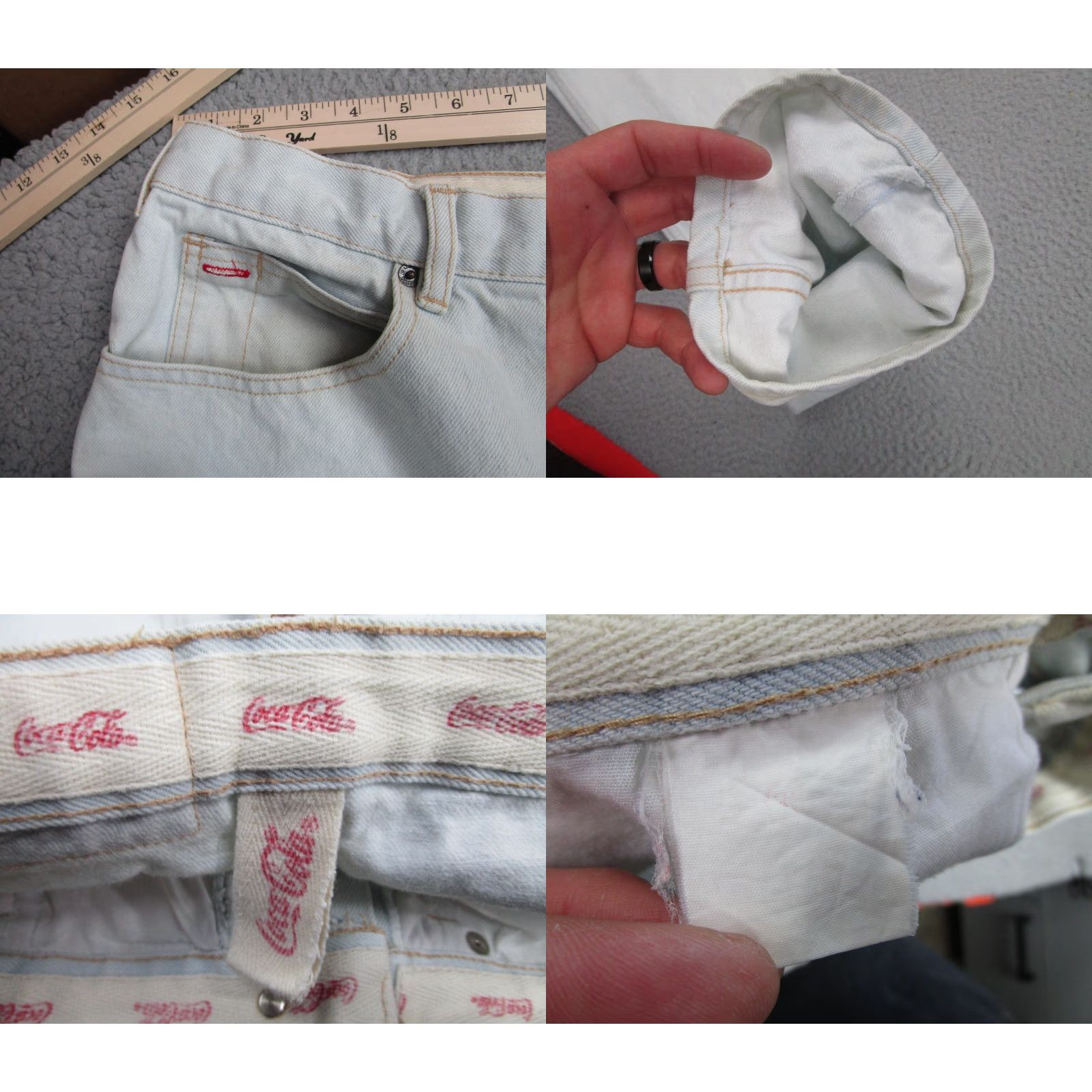 Vintage VINTAGE Coca-Cola Jeans Mens 32x33 Light Wash Blue Button Fly 90s Grunge Work Mens Jeans Blue Size US 32 / EU 48 - 10 Thumbnail