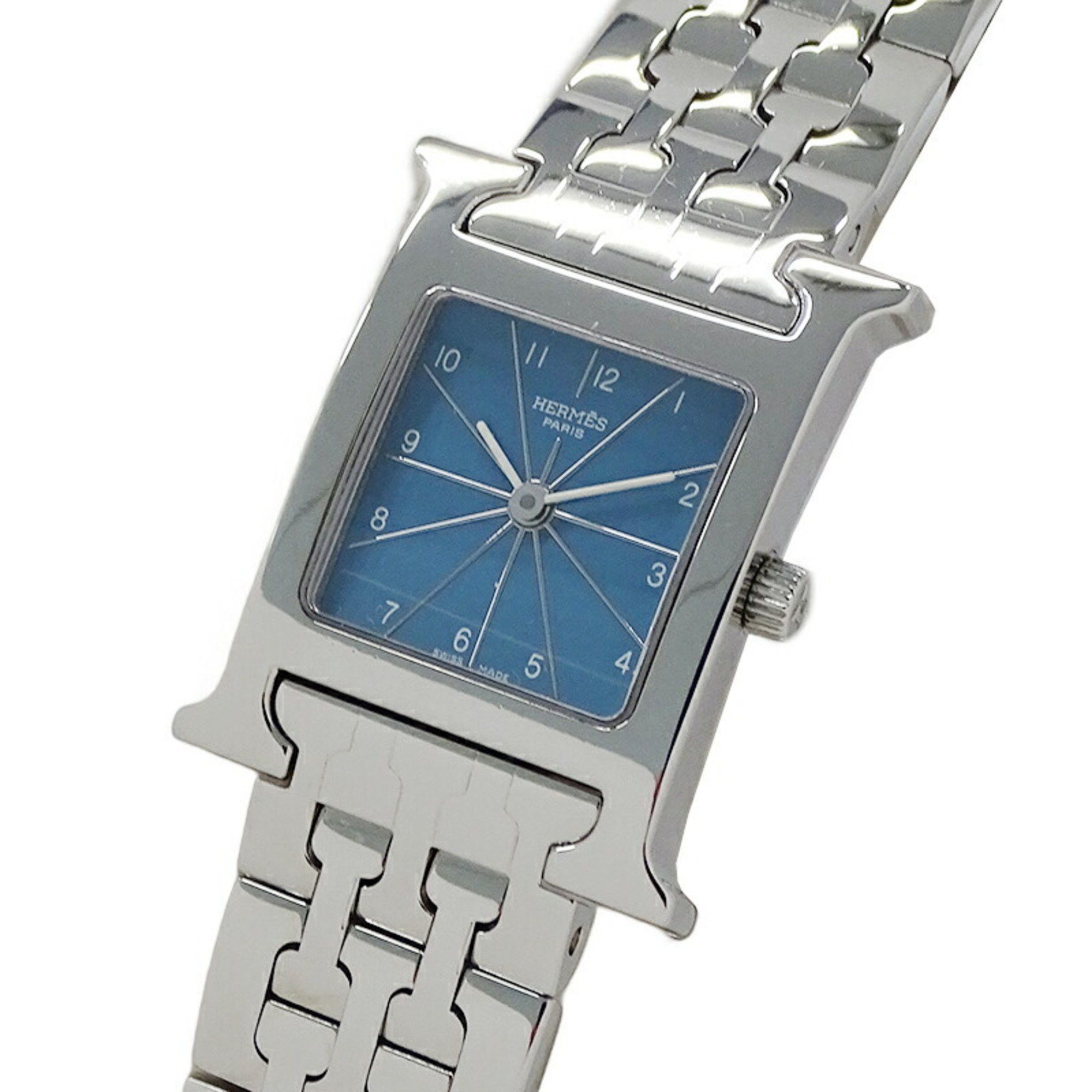 Hermes Wristwatch Women's H Watch Quartz Stainless Steel Ss Hh1.210 Silver Blue Polished
