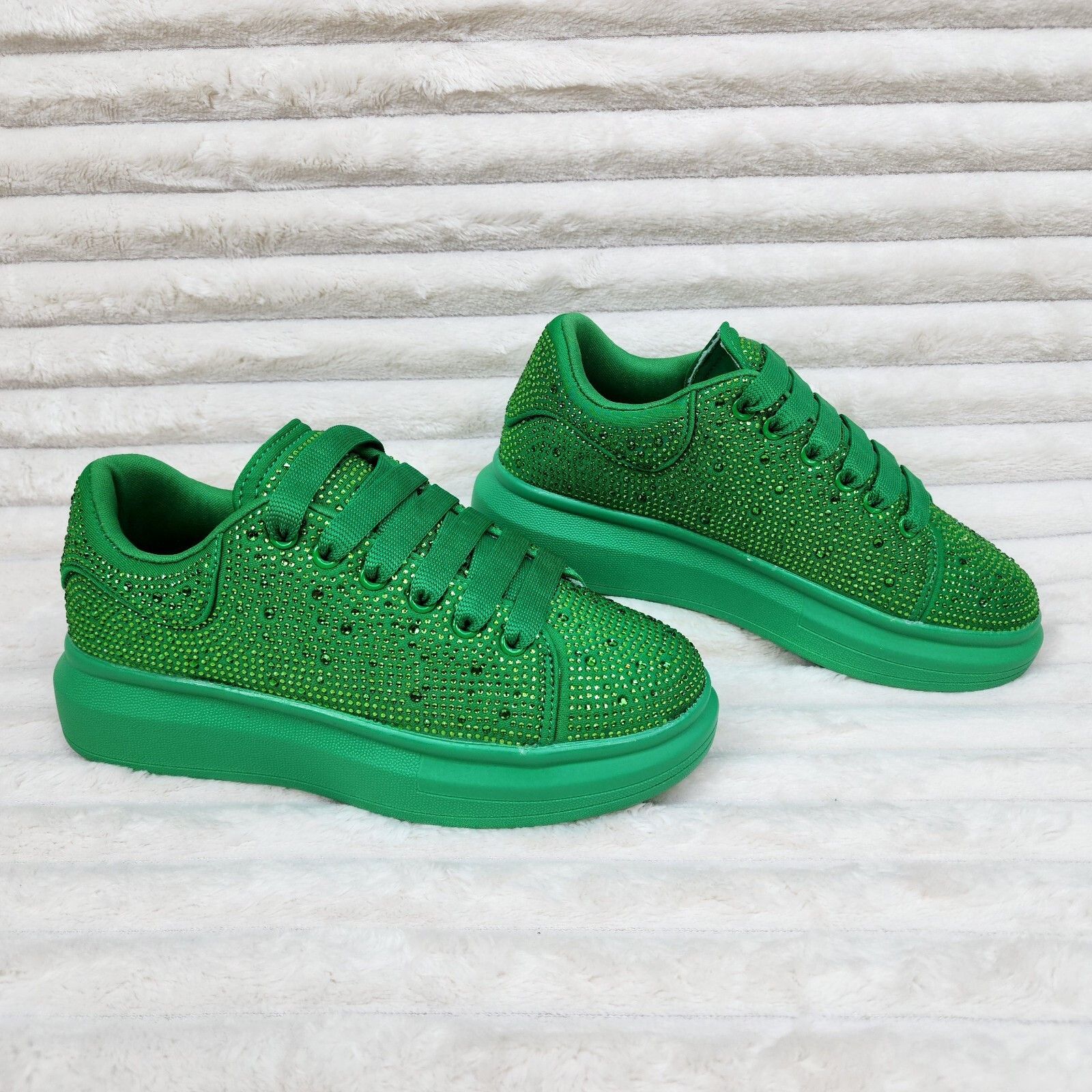 Other Cush Baby Green Rhinestone Sneakers Tennis Shoes (US Shoe Si Size US 5 / IT 35 - 6 Thumbnail