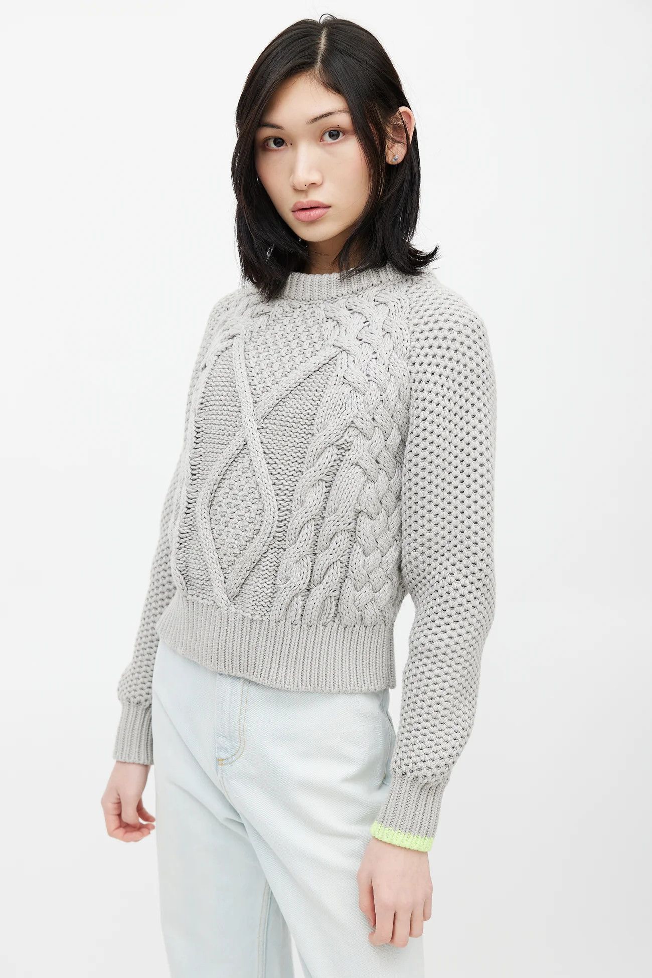 Maison Margiela FW15 MM6 CROPPED HEAVY CABLE KNIT PULLOVER SWEATER Size XS / US 0-2 / IT 36-38 - 2 Thumbnail