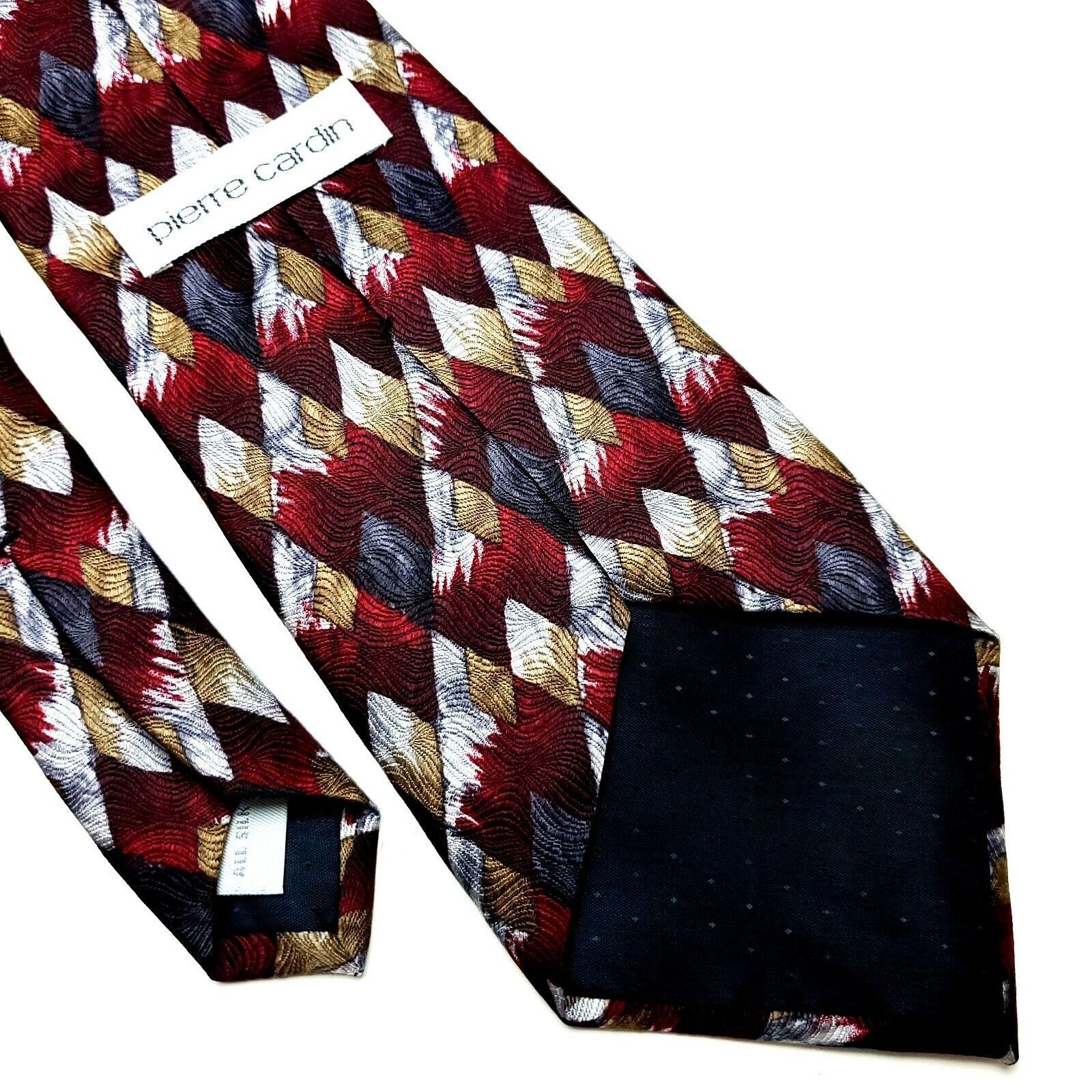 Pierre Cardin Pierre Cardin Silk Tie Red Gray Print Wide Geometric Size ONE SIZE - 5 Thumbnail