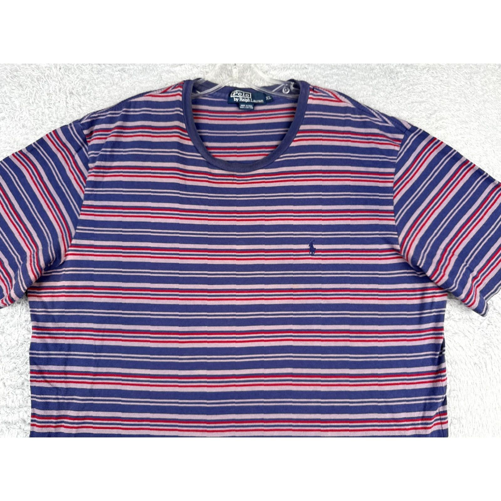 Ralph Lauren VINTAGE Ralph Lauren Shirt Adult XL Blue Red Stripe Cotton Short Sleeve Logo Mens Size US XL / EU 56 / 4 - 4 Thumbnail