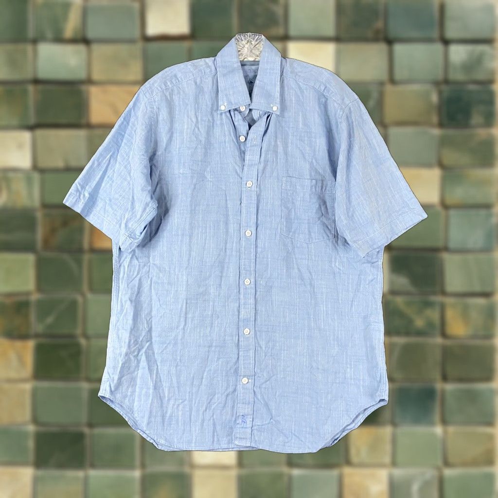 Tailorbyrd VINTAGE Tailorbyrd Button-Up Shirt Men L Short Sleeve Blue Adult Large Blue Button-Up Shirt Mens L Short Sleeve Blue Size US 33 - 1 Thumbnail