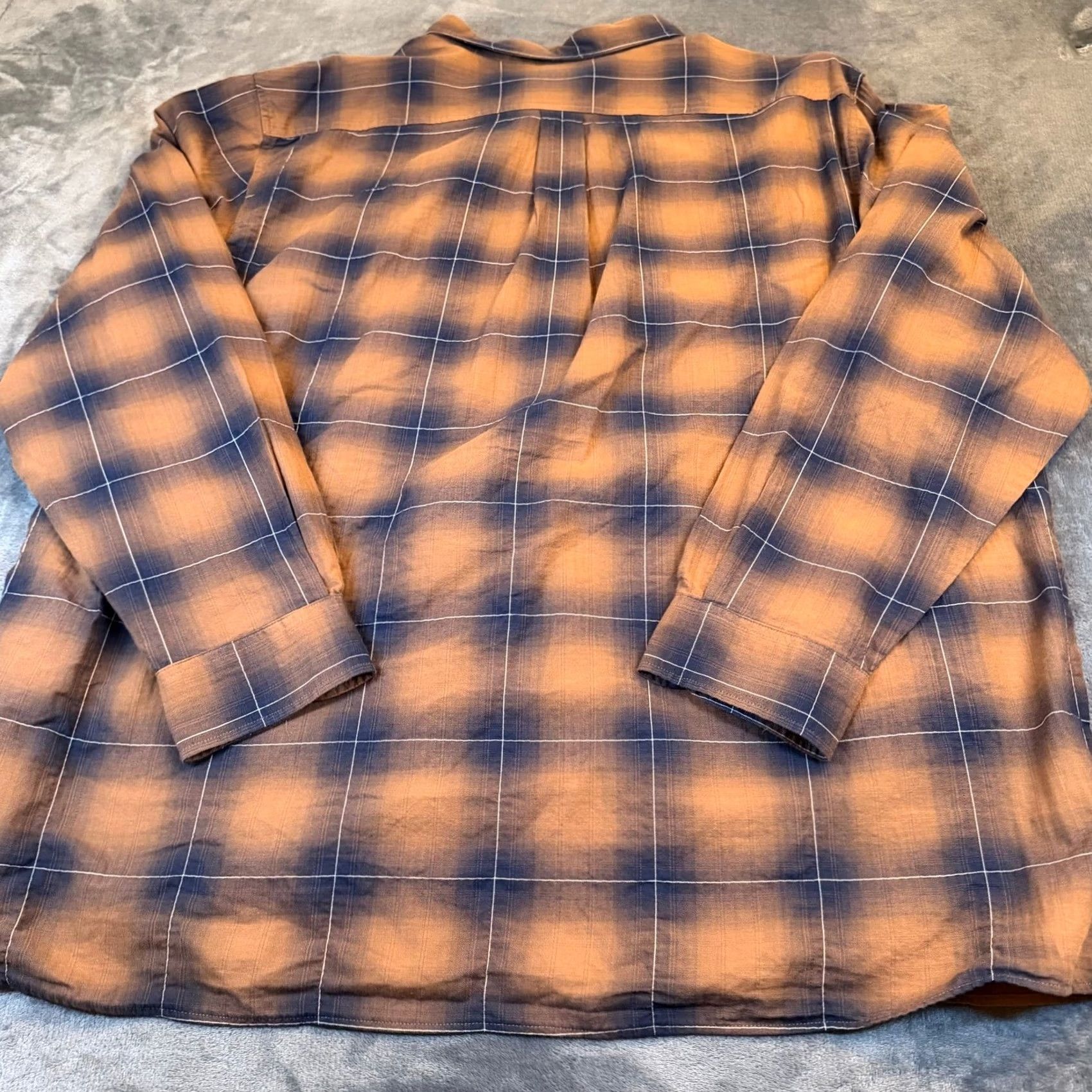 Vintage ROWM Shirt Button-Down Plaid Long Sleeve 4XT Brown Navy Blue Big & Tall NWT Mens Size US XXL / EU 58 / 5 - 4 Thumbnail
