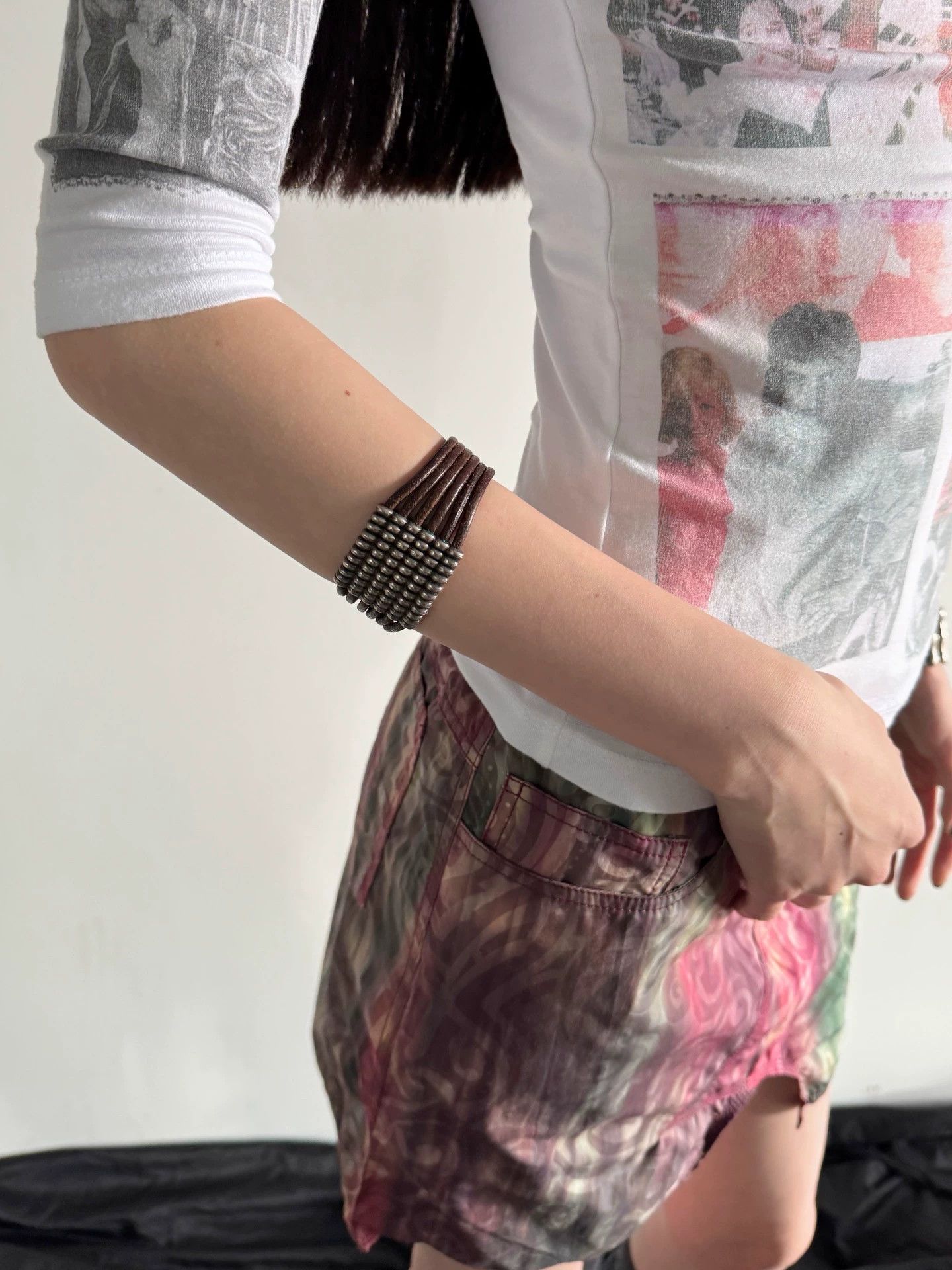 Vintage Spanish Vintage Cowhide Aged Silver Bracelet Size ONE SIZE - 1 Thumbnail