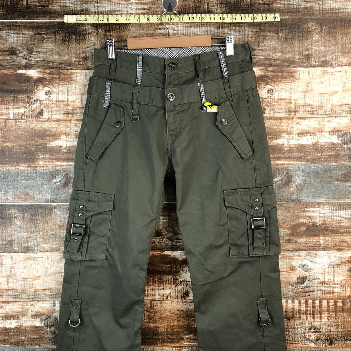 Japanese Brand DL Double Focus Green utility Cargo Multipocket Pants #A2544 Size US 29 - 2 Thumbnail