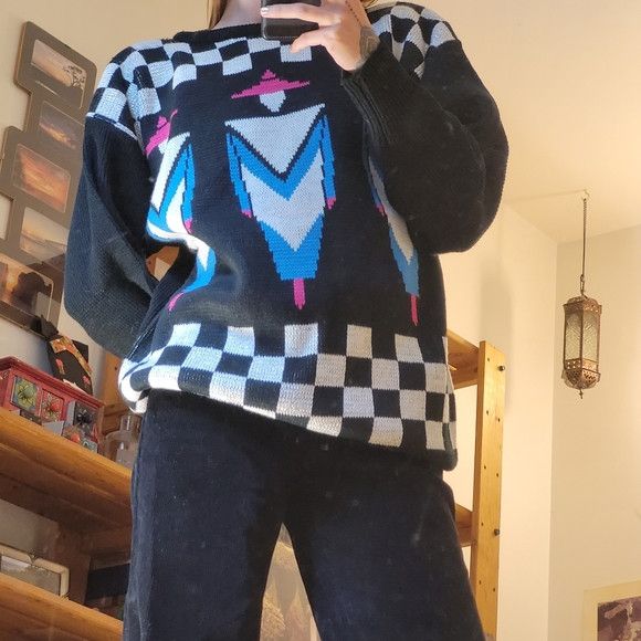 Vintage Kaos Vintage New Wave 80s Sweater - M Size M / US 6-8 / IT 42-44 - 6 Thumbnail