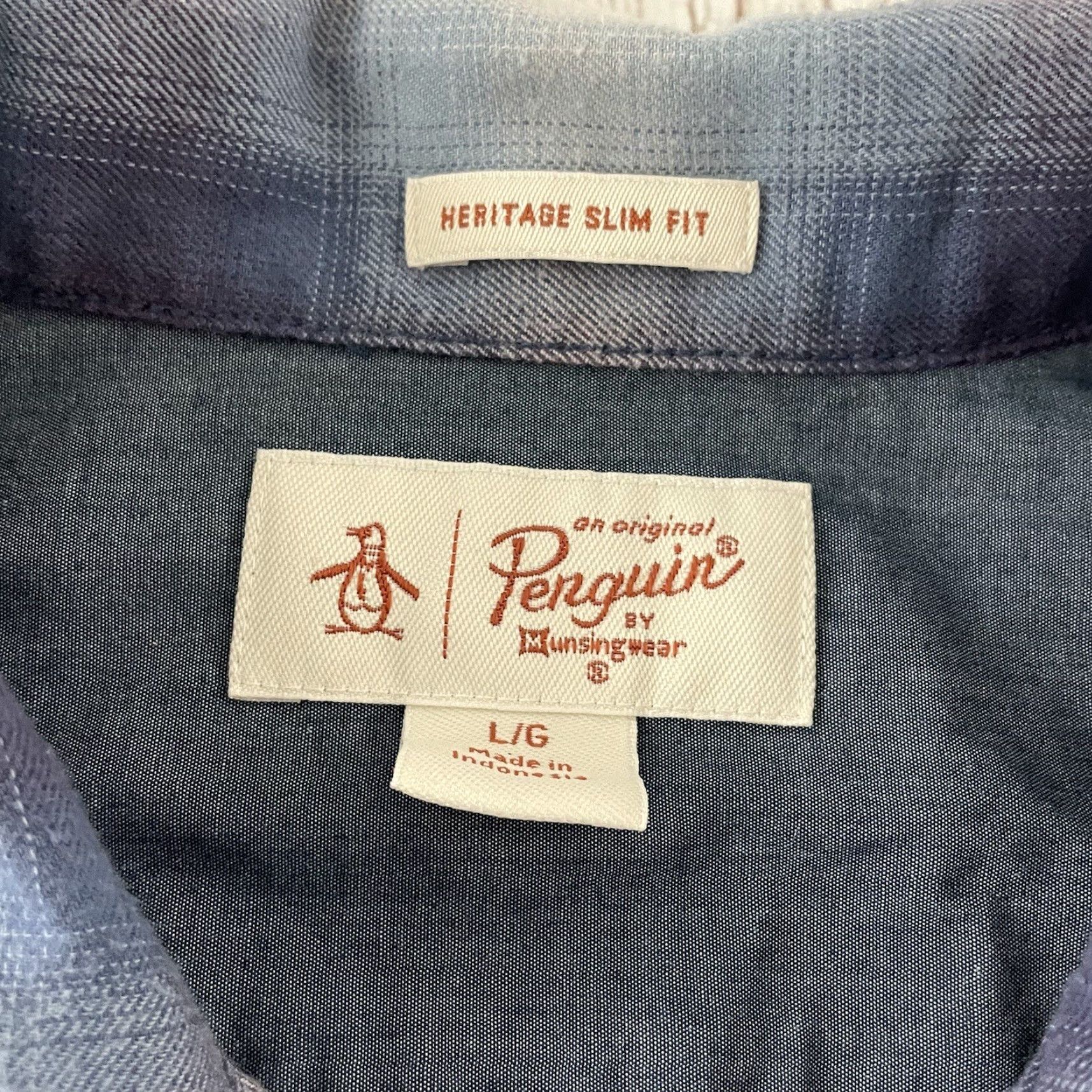 Vintage Penguin Heritage Slim Fit Plaid Long Sleeve Button Front Shirt Men's Large Blue Size US L / EU 52-54 / 3 - 3 Thumbnail