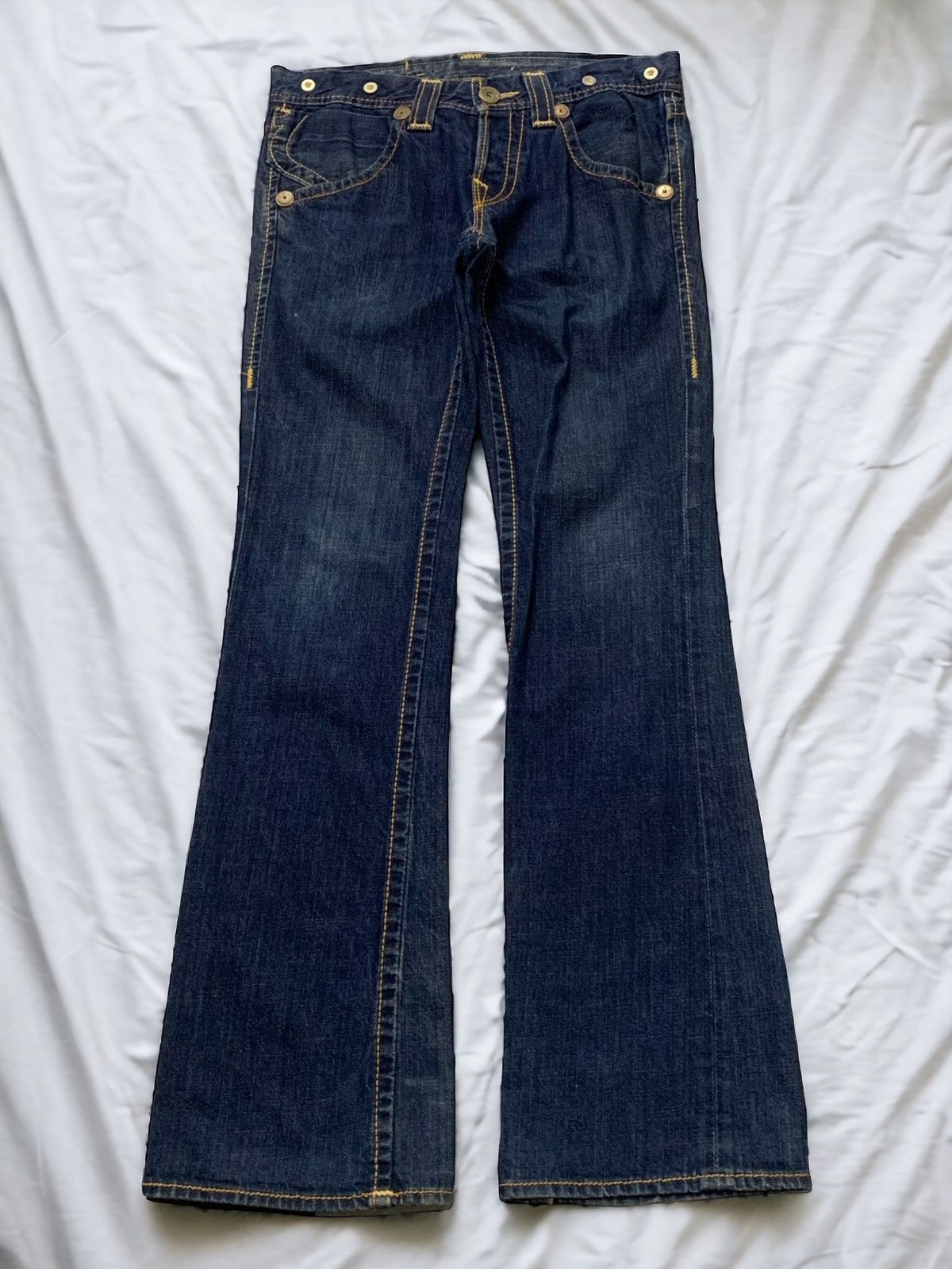 Ed Hardy × True Religion True Religion Joey Herritage Big Stitch Flared Raw Jeans Size US 32 / EU 48 - 2 Thumbnail