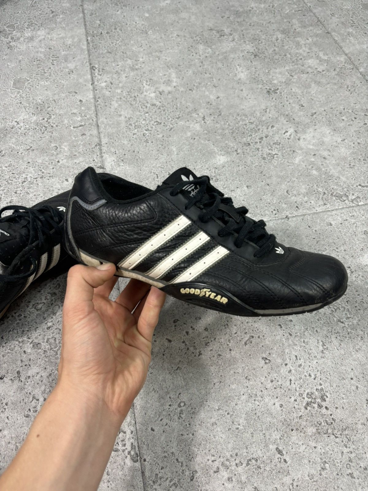 2000s Vintage Archive Racing Black Leather Adidas Good Year