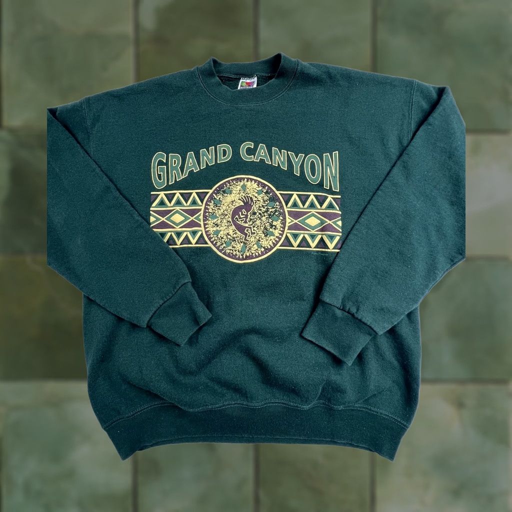 Fruit Of The Loom VINTAGE Grand Canyon Fruit of the Loom Sweatshirt Mens Large Green Graphic Size US L / EU 52-54 / 3 - 1 Thumbnail