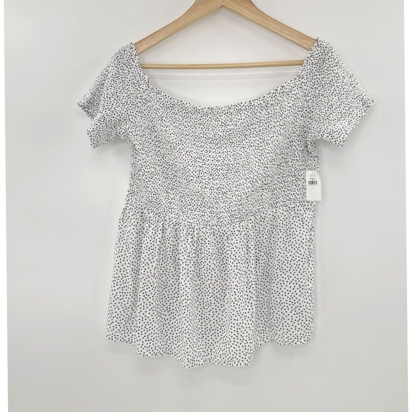 Old Navy NWT Old Navy Polka Dot Blouse Top Sz L Off The Shoulder Spotted Peplum Cottage Size L / US 10 / IT 46 - 2 Thumbnail