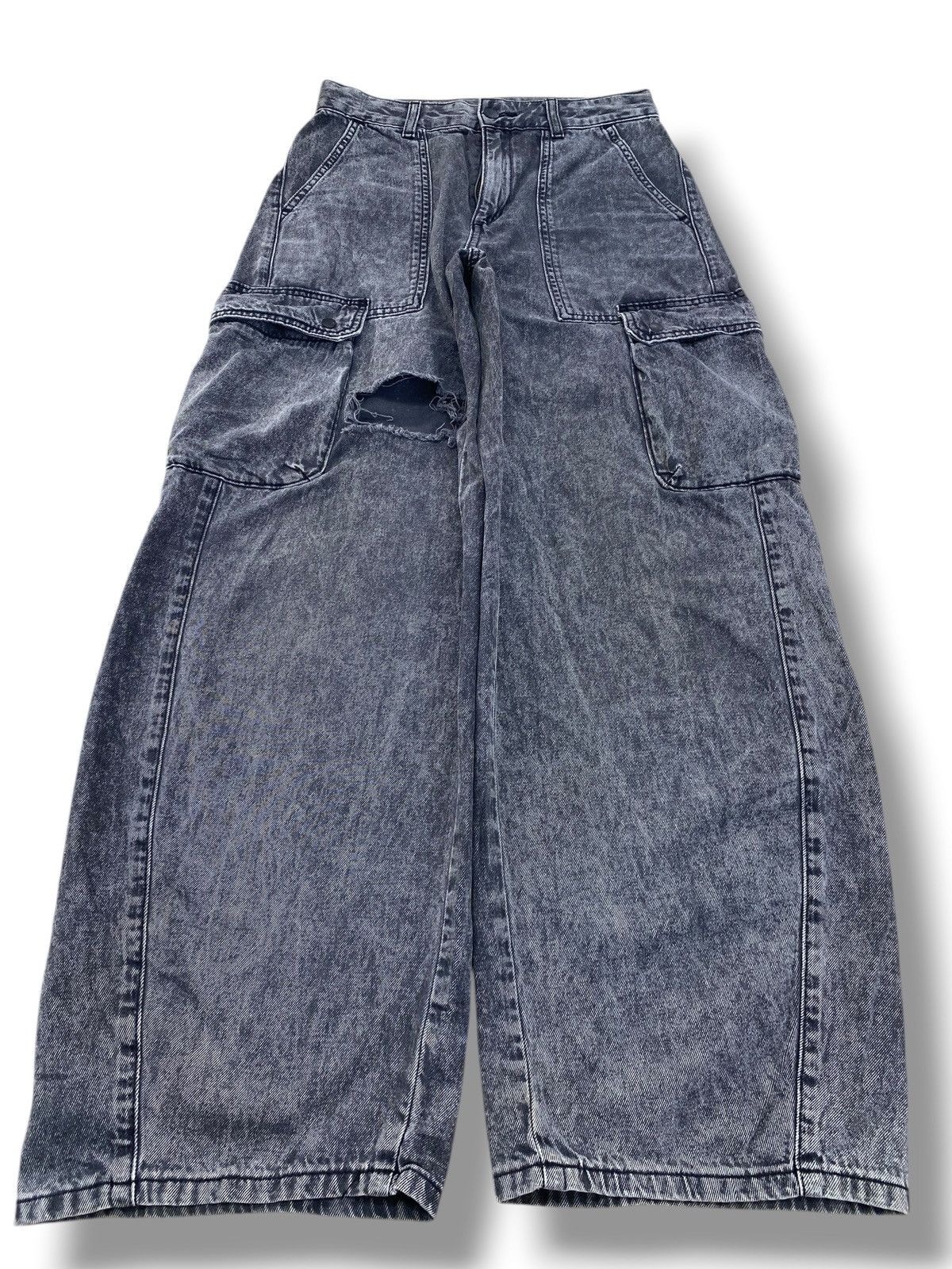 GU GU Black Wash Denim Style Cargo Jeans Size US 28 / EU 44 - 1 Thumbnail