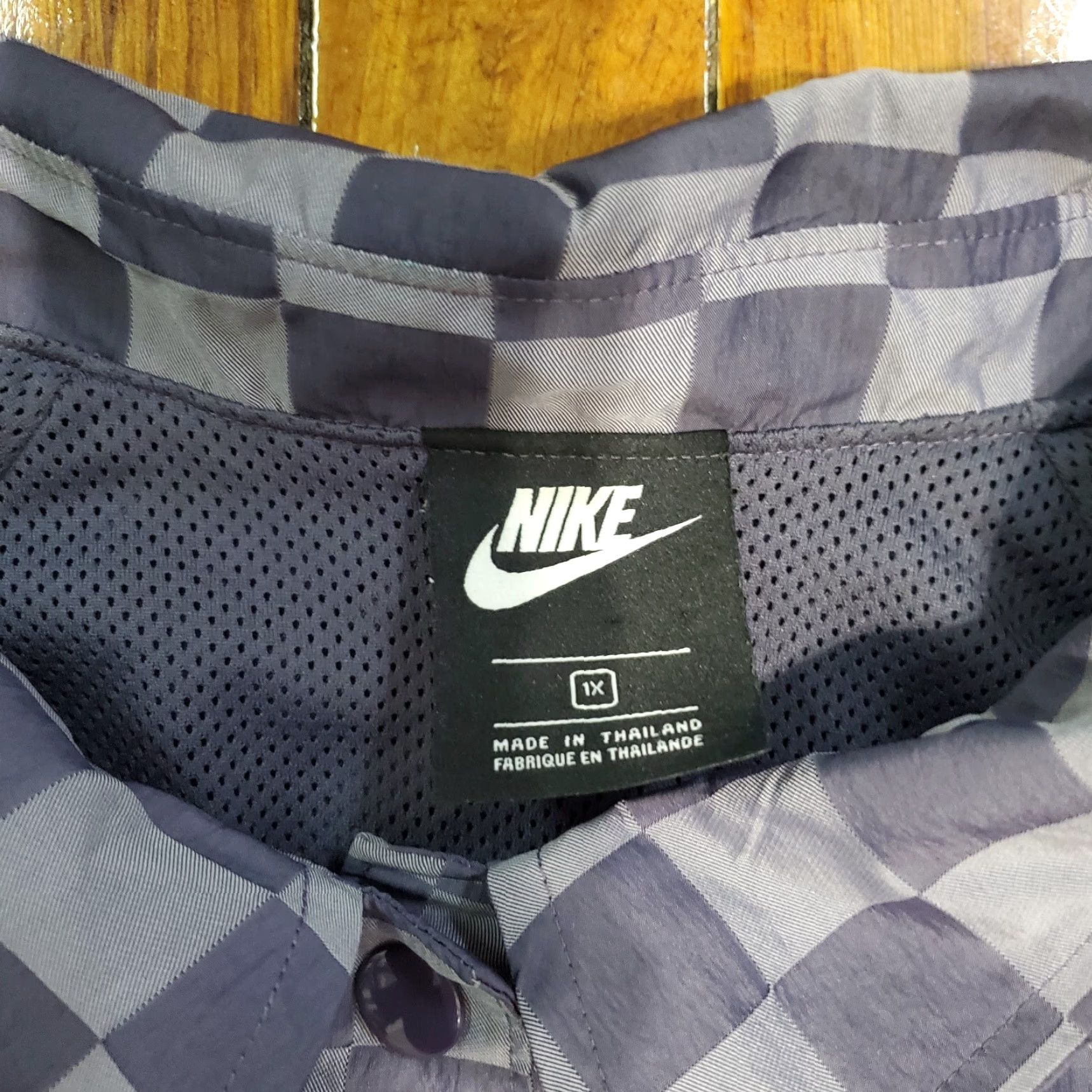 Nike Nike Windbreaker Jacket Womens XL Gray Checkered Windrunner Sportswear Icon Clash Size XL / US 12-14 / IT 48-50 - 6 Thumbnail