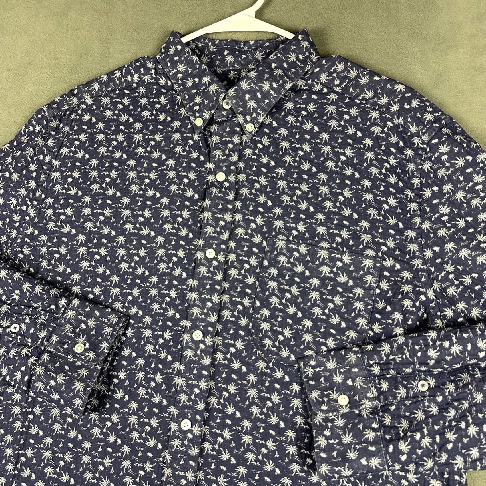 J.McLaughlin J. McLaughlin Shirt Men Large Blue Palm Tree Print Long Sleeve Button-Down Casual Size US L / EU 52-54 / 3 - 2 Thumbnail