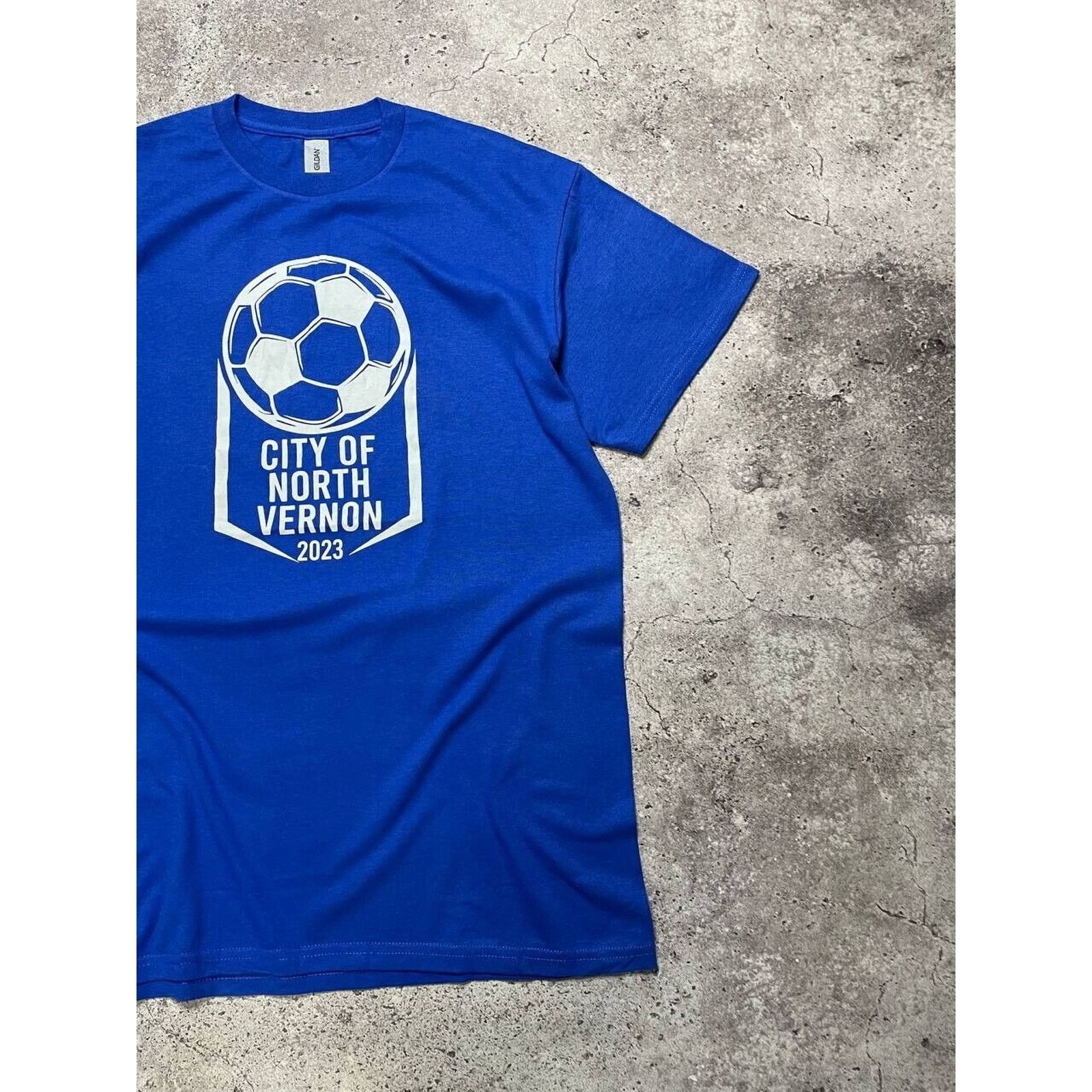 Gildan × Vintage Vintage City of North Vernon Soccer T-Shirt Blue Mens Size M Size US M / EU 48-50 / 2 - 2 Thumbnail