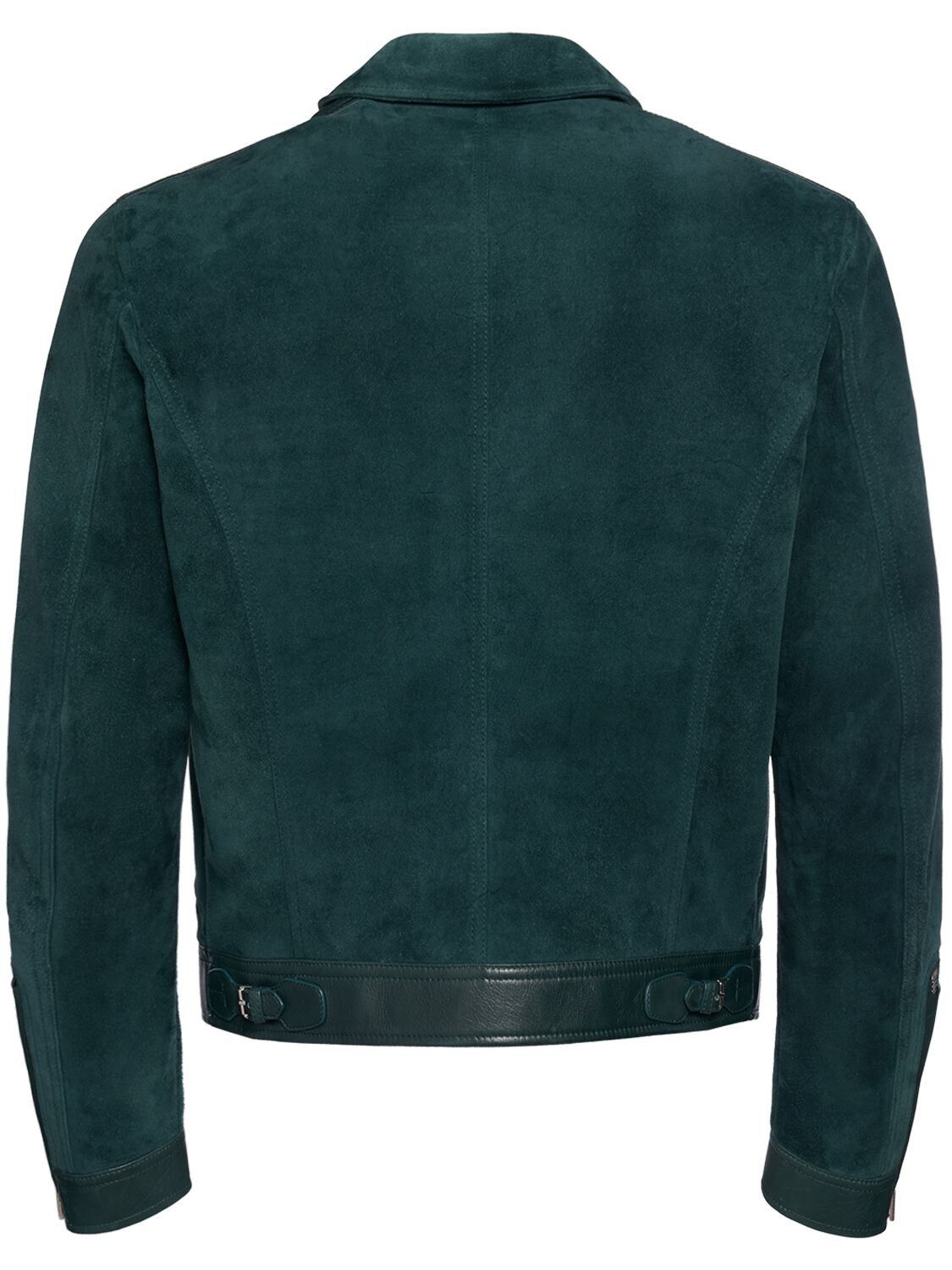 Tom Ford o1w1db10124 Brushed Suede Blouson Jacket in Dark Teal Size US M / EU 48-50 / 2 - 6 Thumbnail