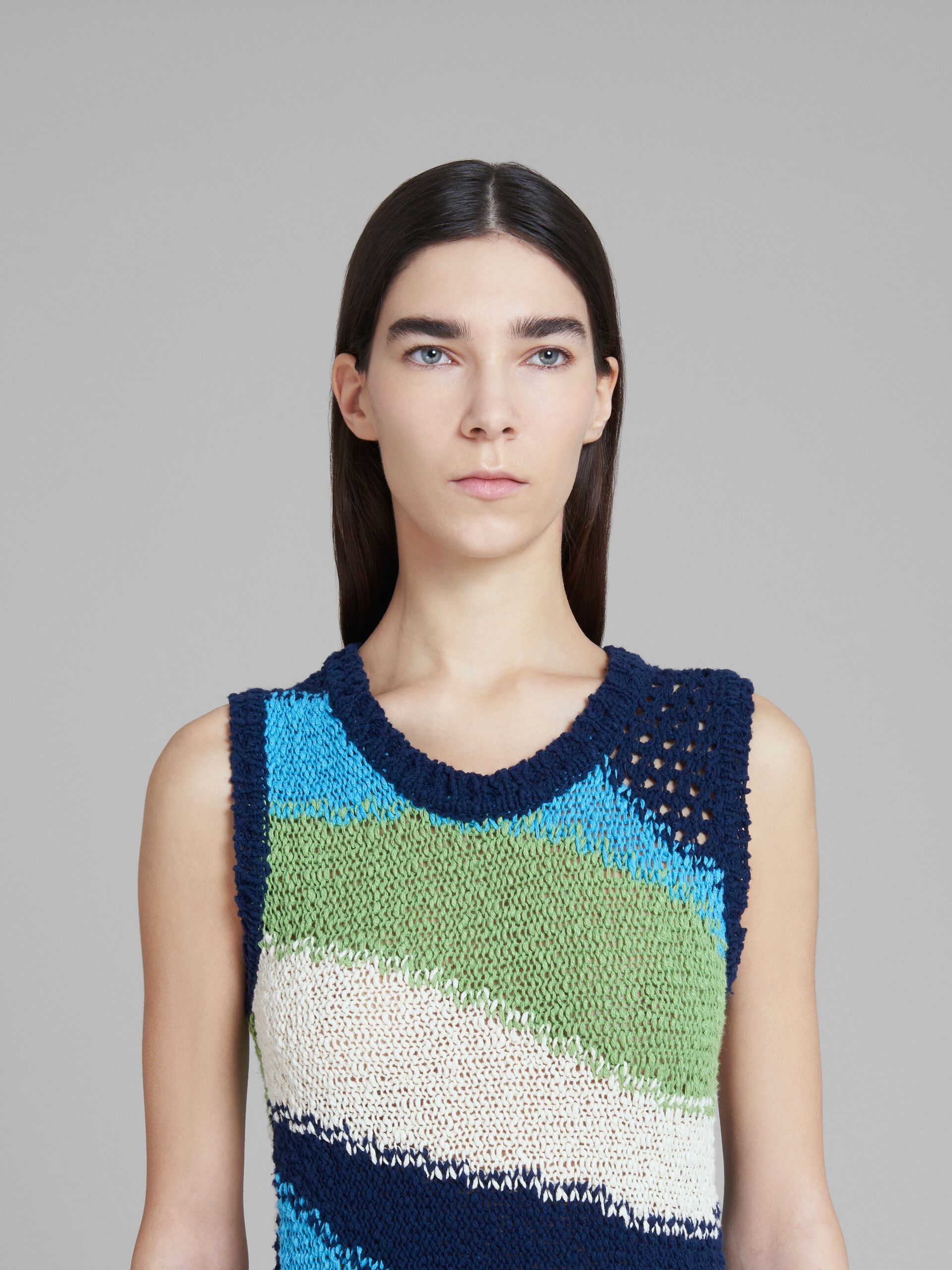 o1w1db10524 Knitted Cotton Mini Dress in Multicolor