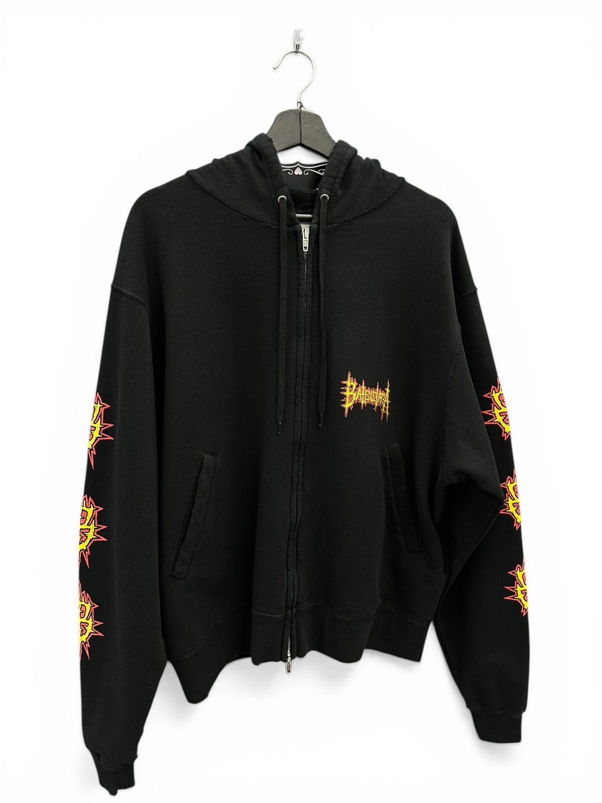 Balenciaga BALENCIAGA SACRÉ CŒUR OVERSIZED ZIP-UP HOODIE IN BLACK Size US XS / EU 42 / 0 - 4 Thumbnail