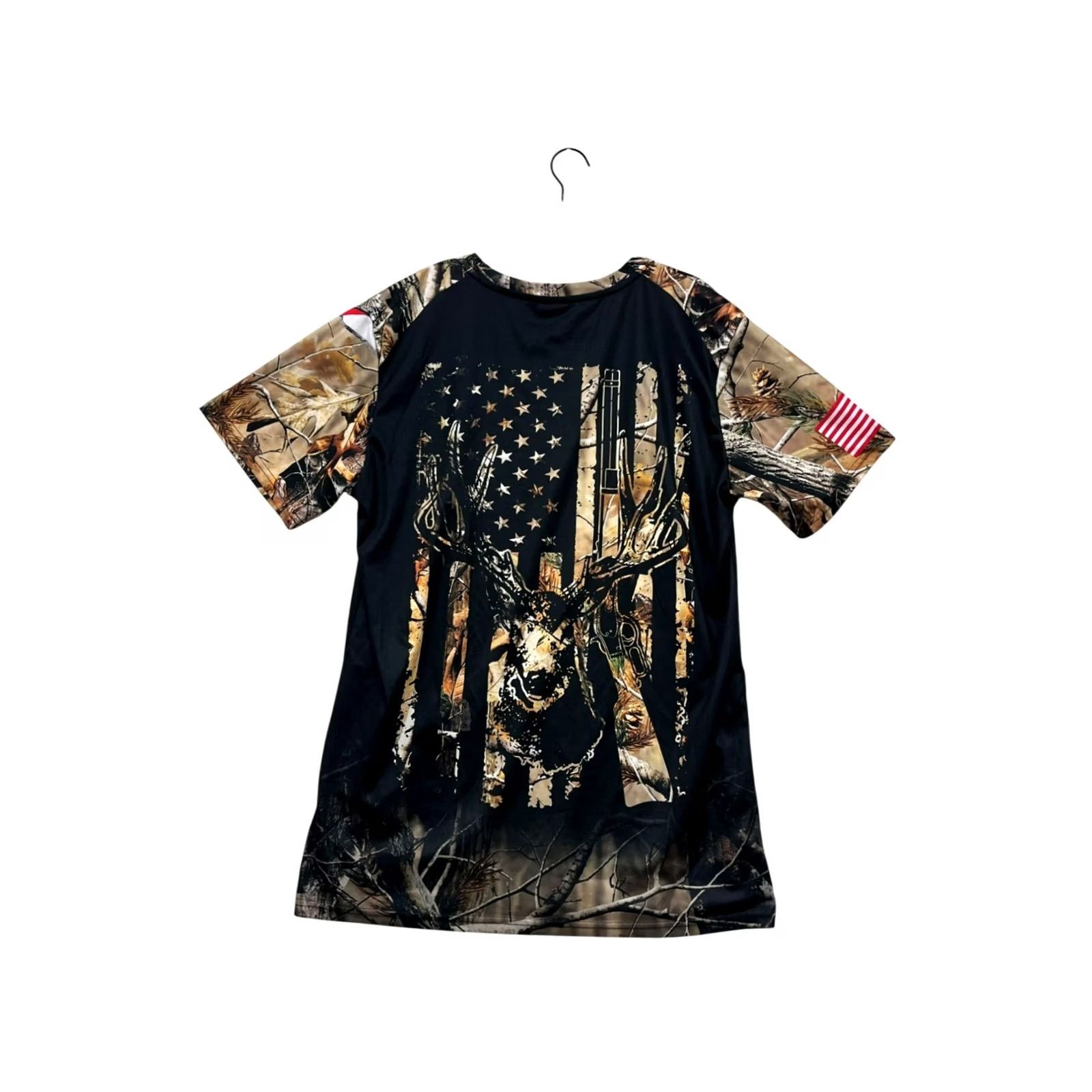 Under Armour Under Armour Mens L T-Shirt Camouflage USA Flag Deer Print Graphic Crew Neck Short Sleeve Black USA 90s? Size US L / EU 52-54 / 3 - 2 Thumbnail
