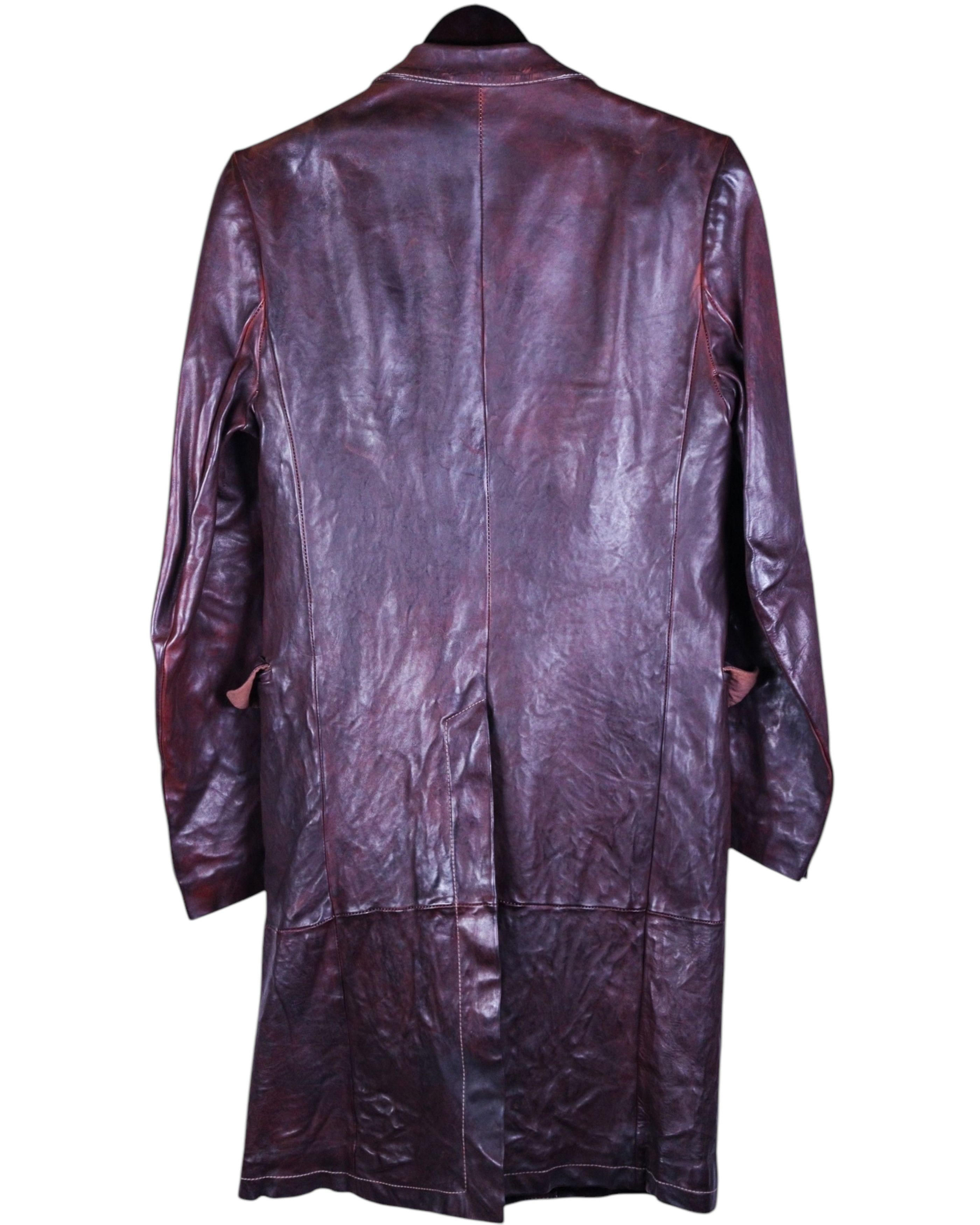 Carol Christian Poell Carol Christian Poell FW04 Long Burgundy Leather Coat Size US M / EU 48-50 / 2 - 2 Thumbnail
