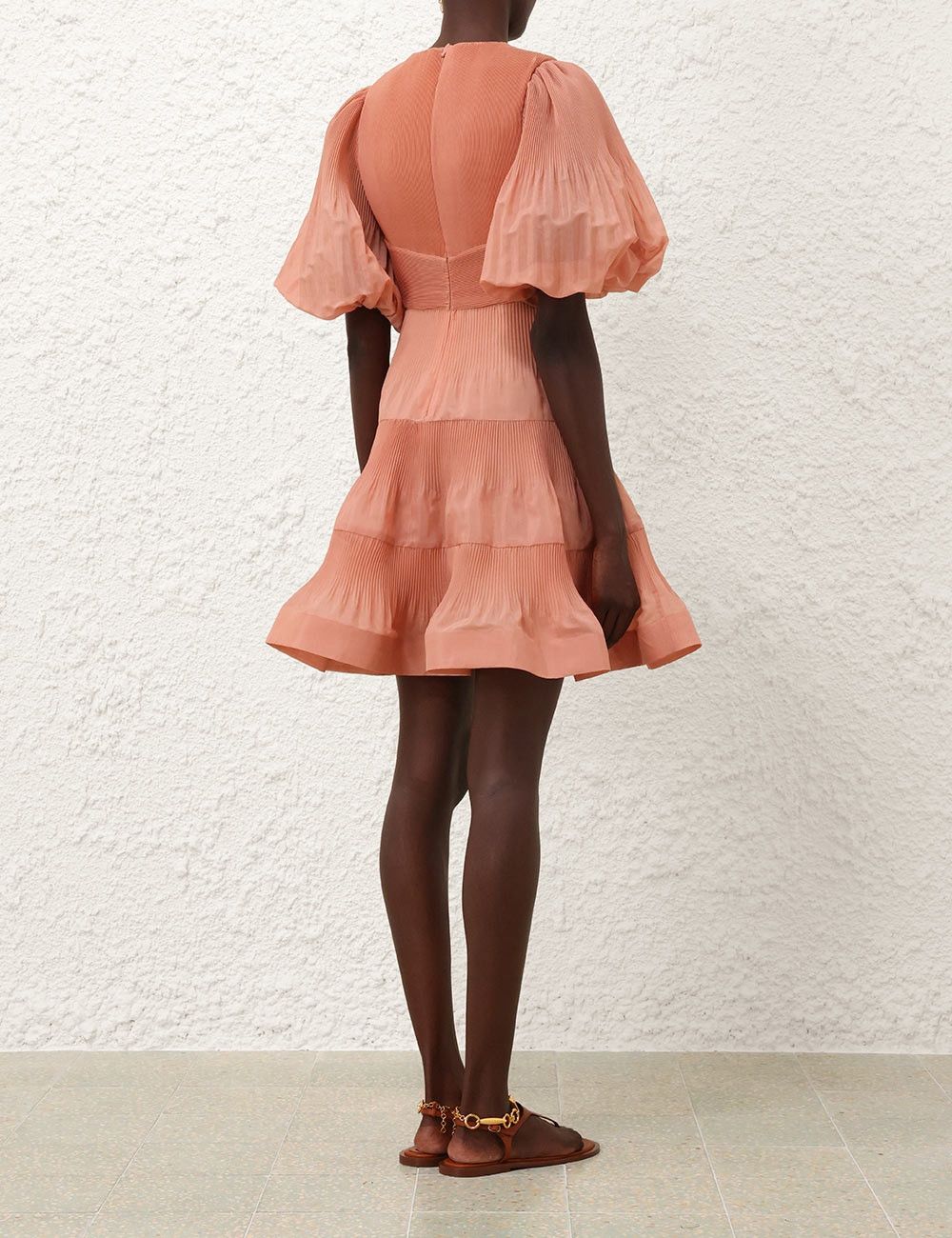 Zimmermann oc11z0226 Pleated Mini Dress In Peach Size M / US 6-8 / IT 42-44 - 4 Thumbnail