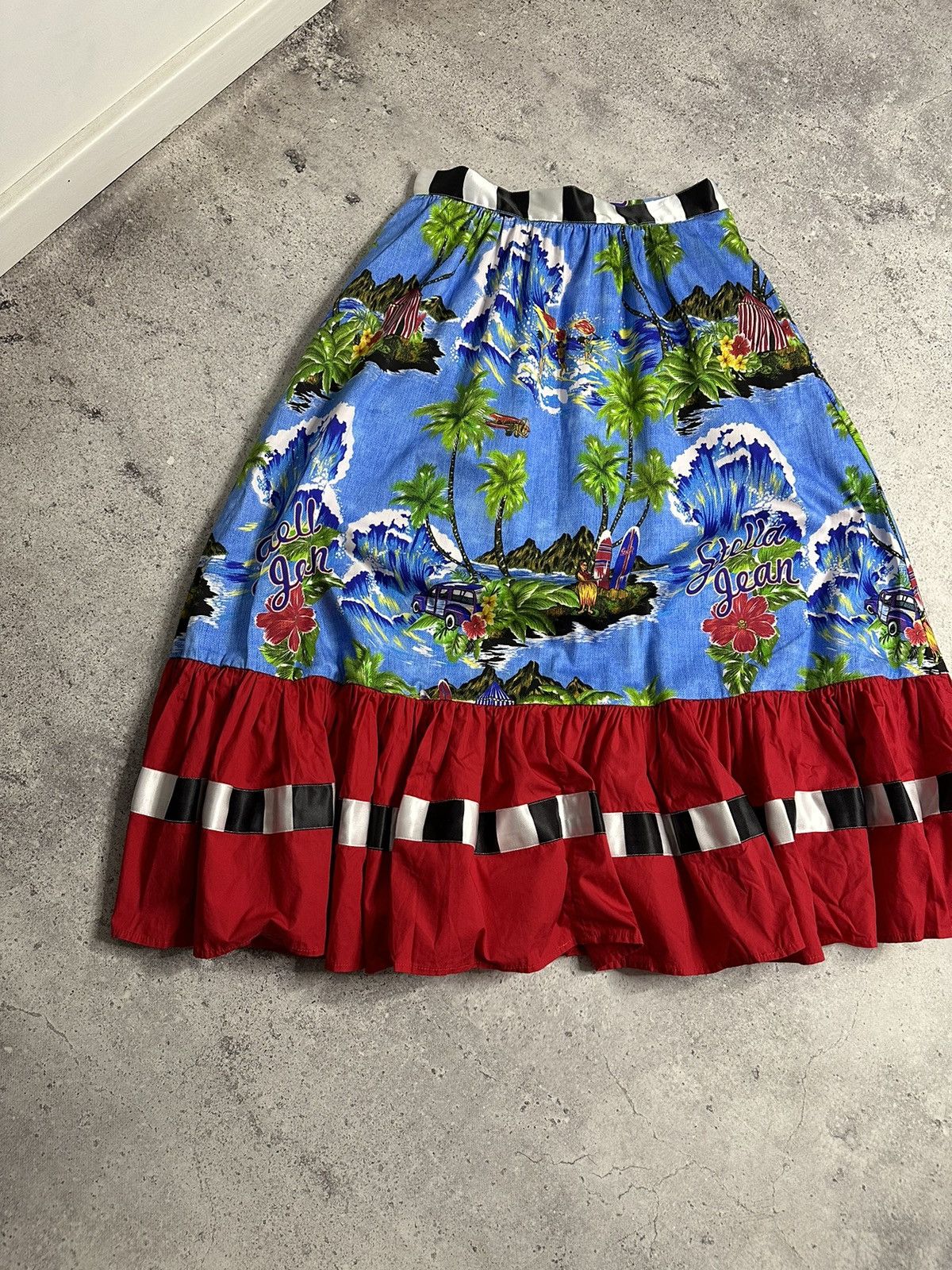 Vintage Stella Jean Gonna Lunga Tropical Print Blue Mid-Length Skirt Size 25" / US 0 / IT 36 - 3 Thumbnail