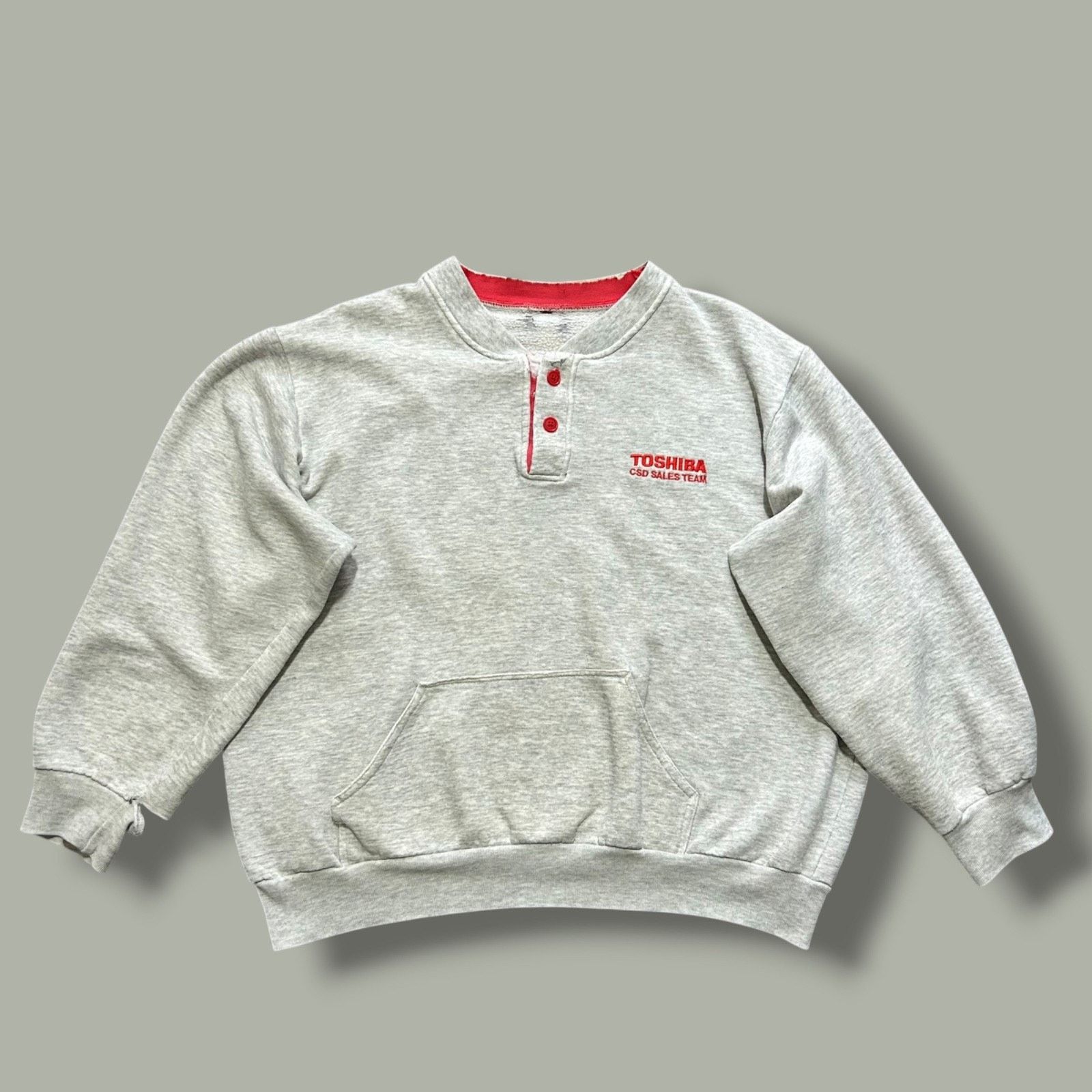 Vintage Vintage Thrashed Sweatshirt Henley Pullover Crewneck 80s 90s Size ONE SIZE - 1 Thumbnail