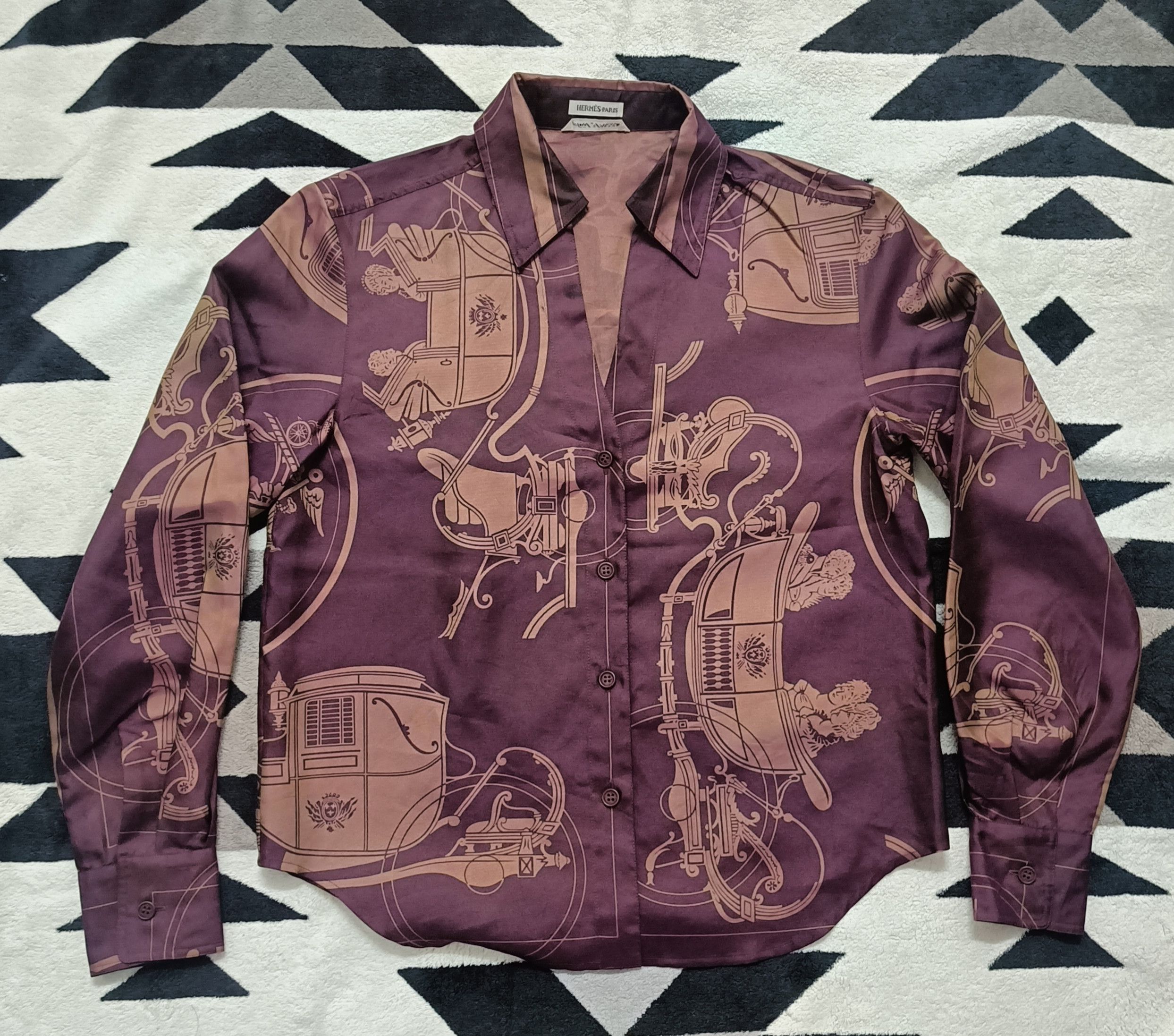 Hermes 🔥🔥Rare Vintage 90s Hermes Paris Blouse Silk Size 36 Size S / US 4 / IT 40 - 3 Thumbnail