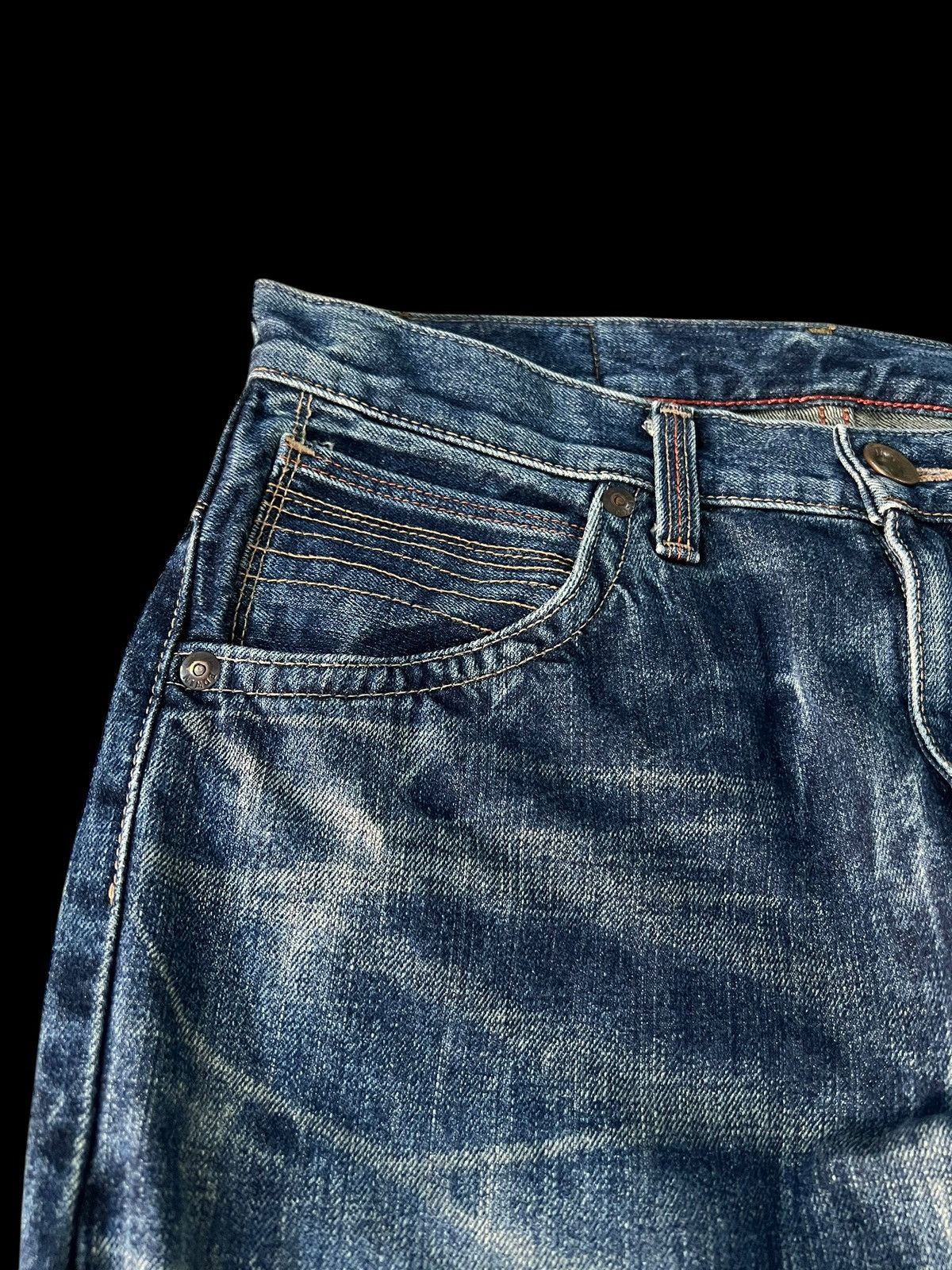 Edwin × If Six Was Nine × Le Grande Bleu (L.G.B.) EDWIN EXCLUSIVE VINTAGE BLUE DENIM NICE DESIGN VERY RARE Size US 33 - 5 Thumbnail