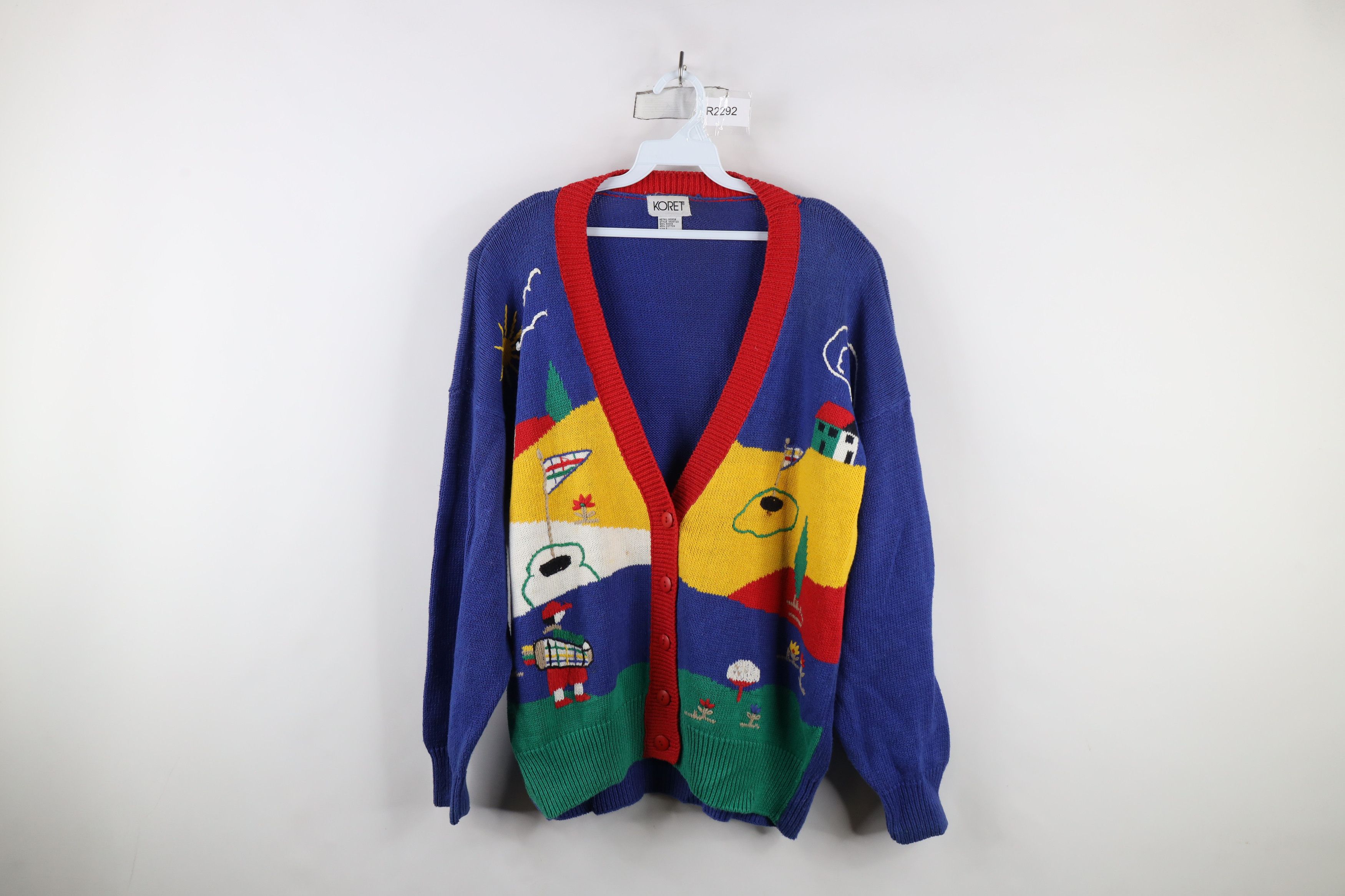 Vintage Vintage 90s Streetwear Golf All Over Print Cardigan Sweater Size L / US 10 / IT 46 - 1 Thumbnail