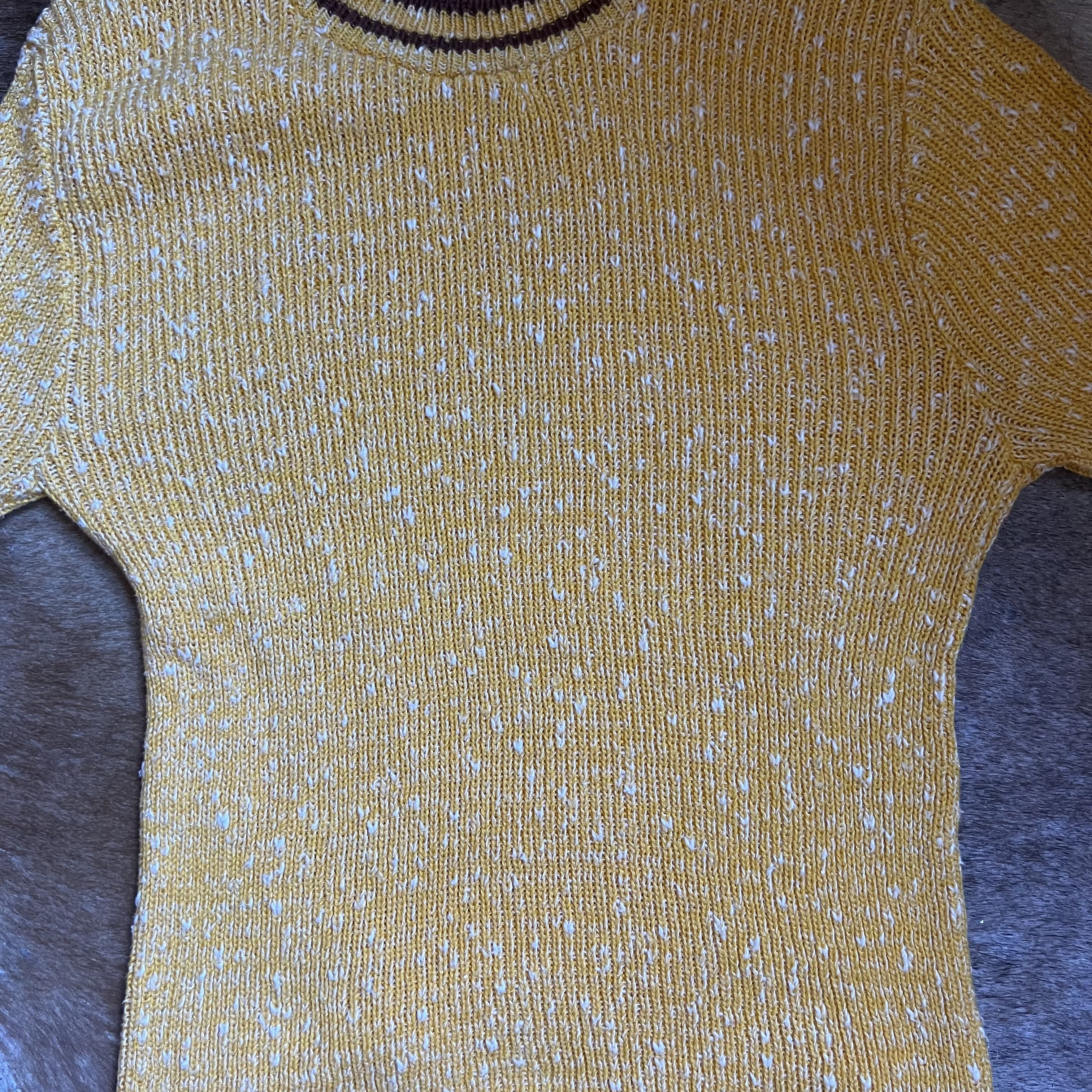 Vintage Vintage 70s Yellow Knit Shirt Size US L / EU 52-54 / 3 - 3 Thumbnail