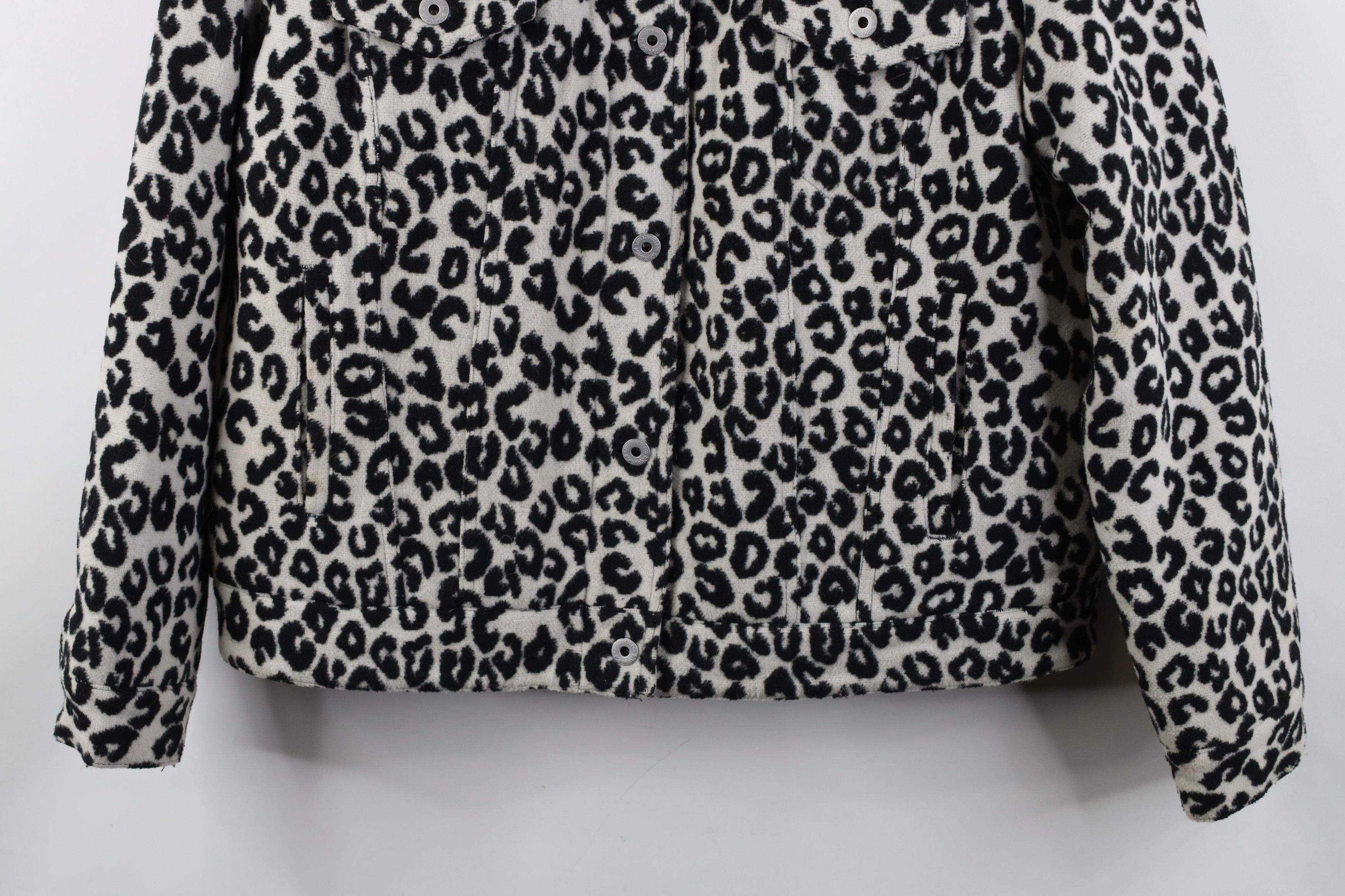 Levi's Vintage Y2K Levis Cheetah Quilted Fleece Trucker Jacket Size L / US 10 / IT 46 - 3 Thumbnail