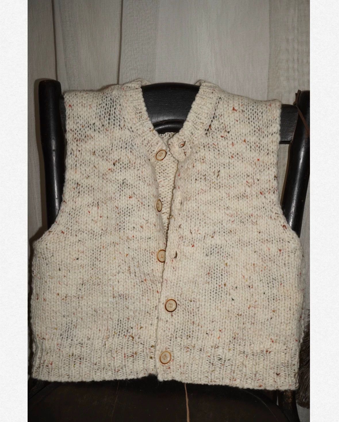 Other zooSelect Italian Thick-Thin Yarn Cream Cropped Vest Size ONE SIZE - 3 Thumbnail