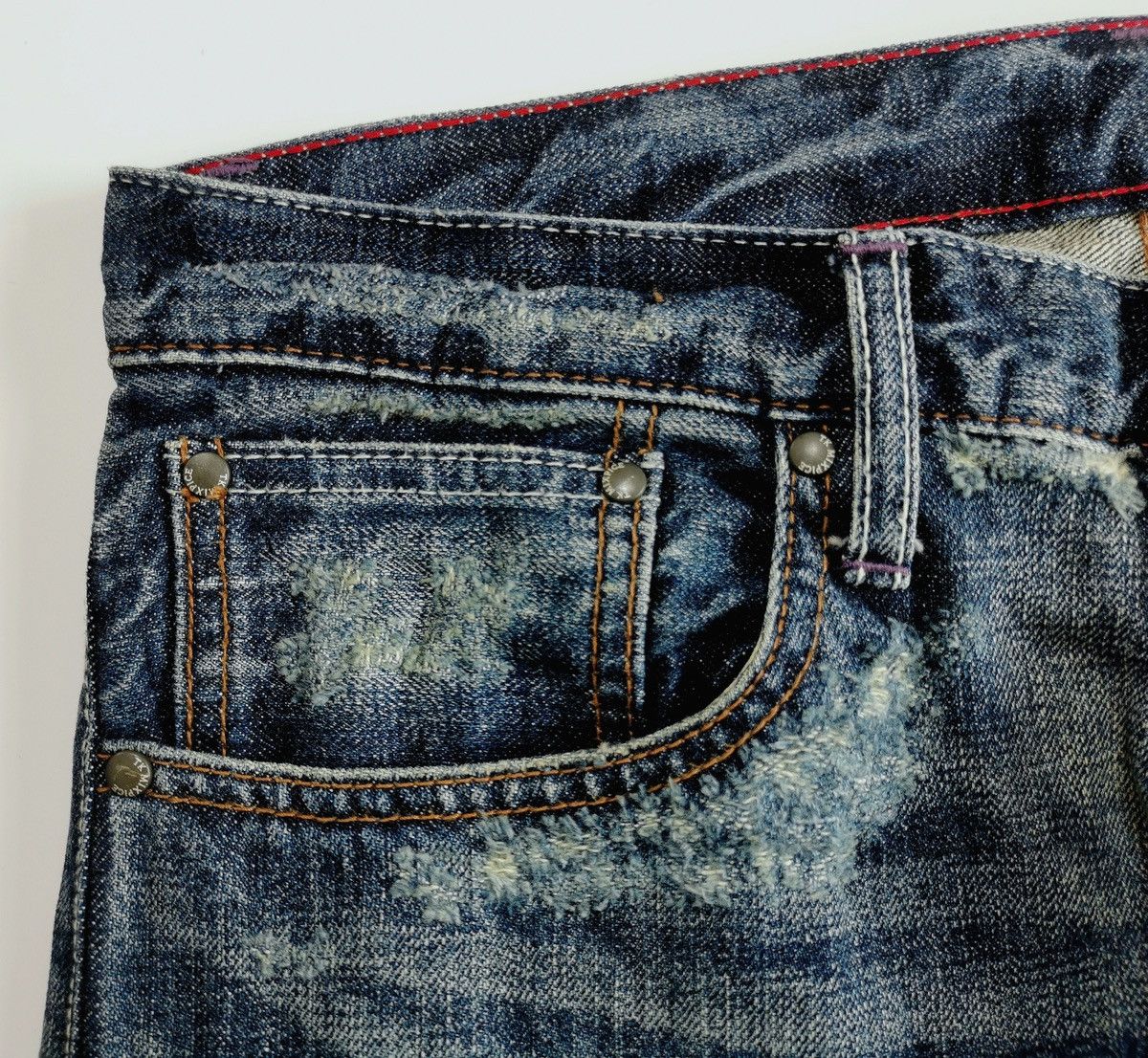 Takeo Kikuchi Takeo Kikuchi Plaid Patchwork Denim Jeans ERD Grunge Size US 31 - 15 Thumbnail
