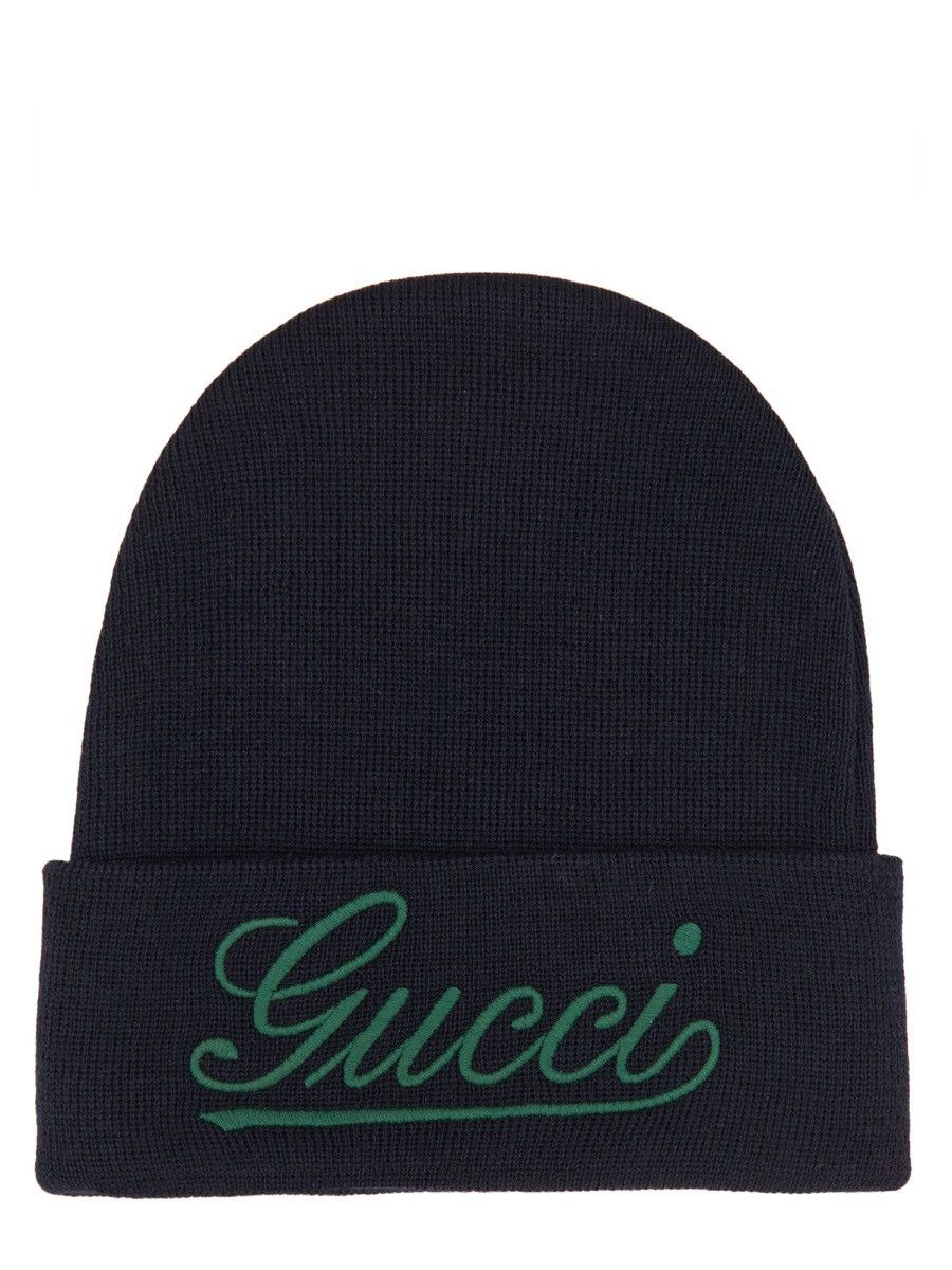 Gucci GUCCI HAT WITH GUCCI EMBROIDERY - BLUE Size ONE SIZE - 1 Thumbnail