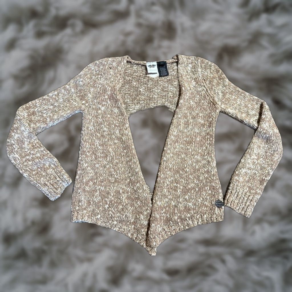 Harley Davidson Harley-Davidson Sweater Womens Size S Brown Open Layer Cardigan 1724 Logo Studded Raglan Sleeve Knit Acrylic Cotton Polyester Size S / US 4 / IT 40 - 1 Thumbnail